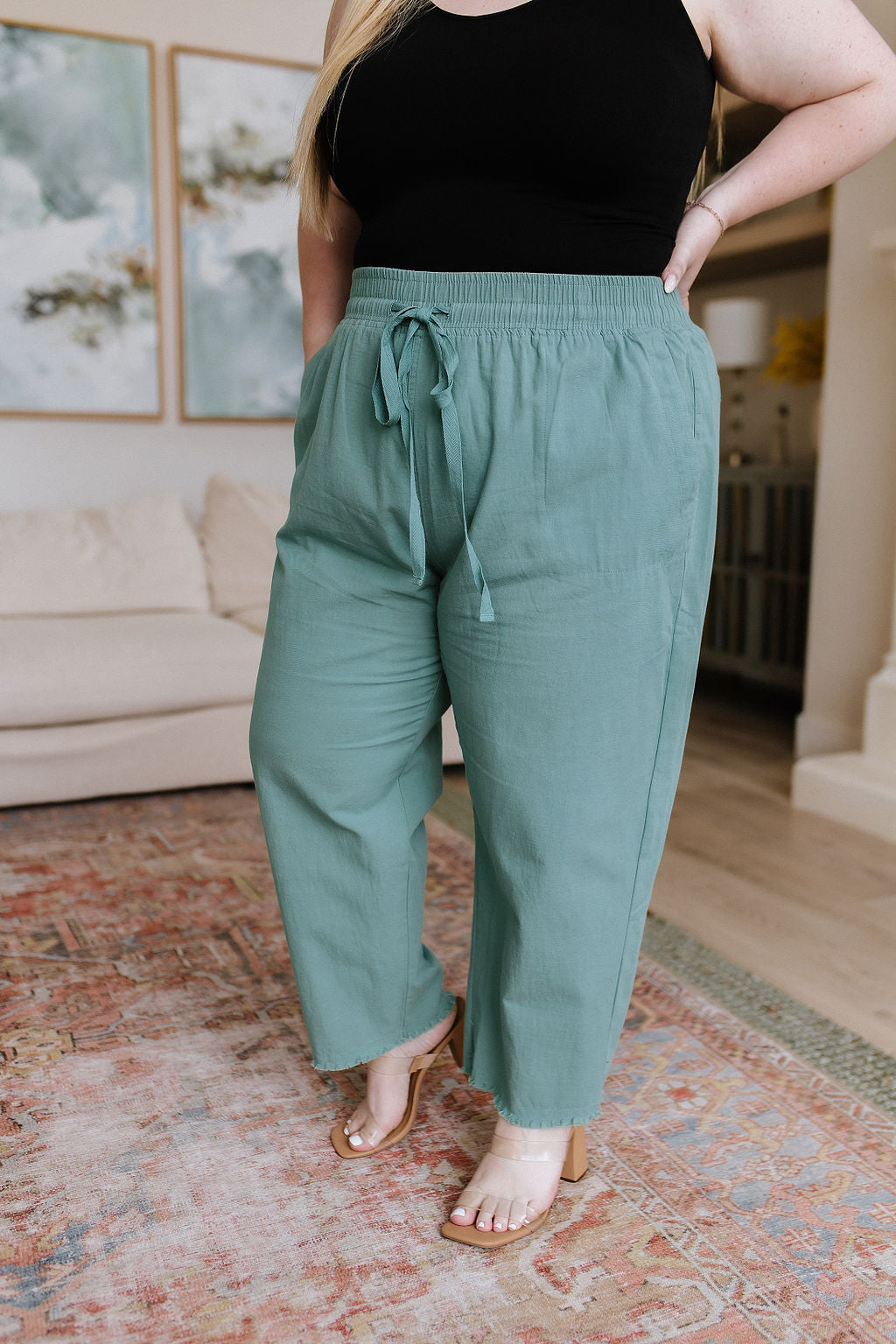 Love Me Dearly High Waisted Pants • Jade - Atomic Wildflower