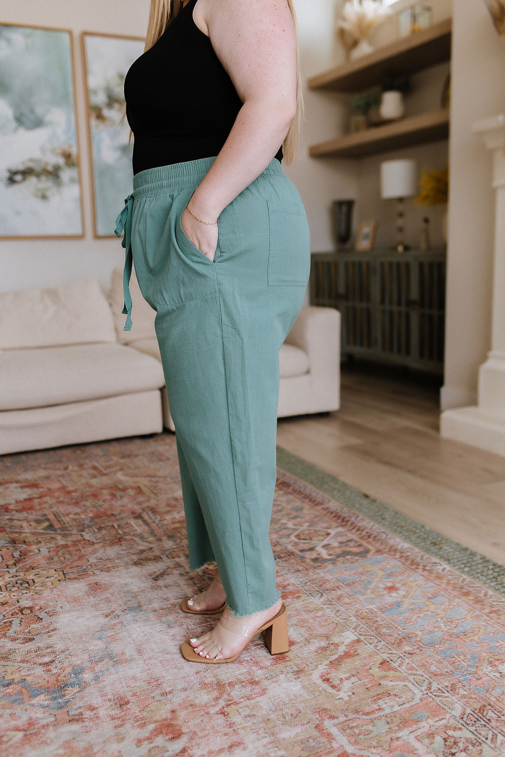 Love Me Dearly High Waisted Pants • Jade - Atomic Wildflower