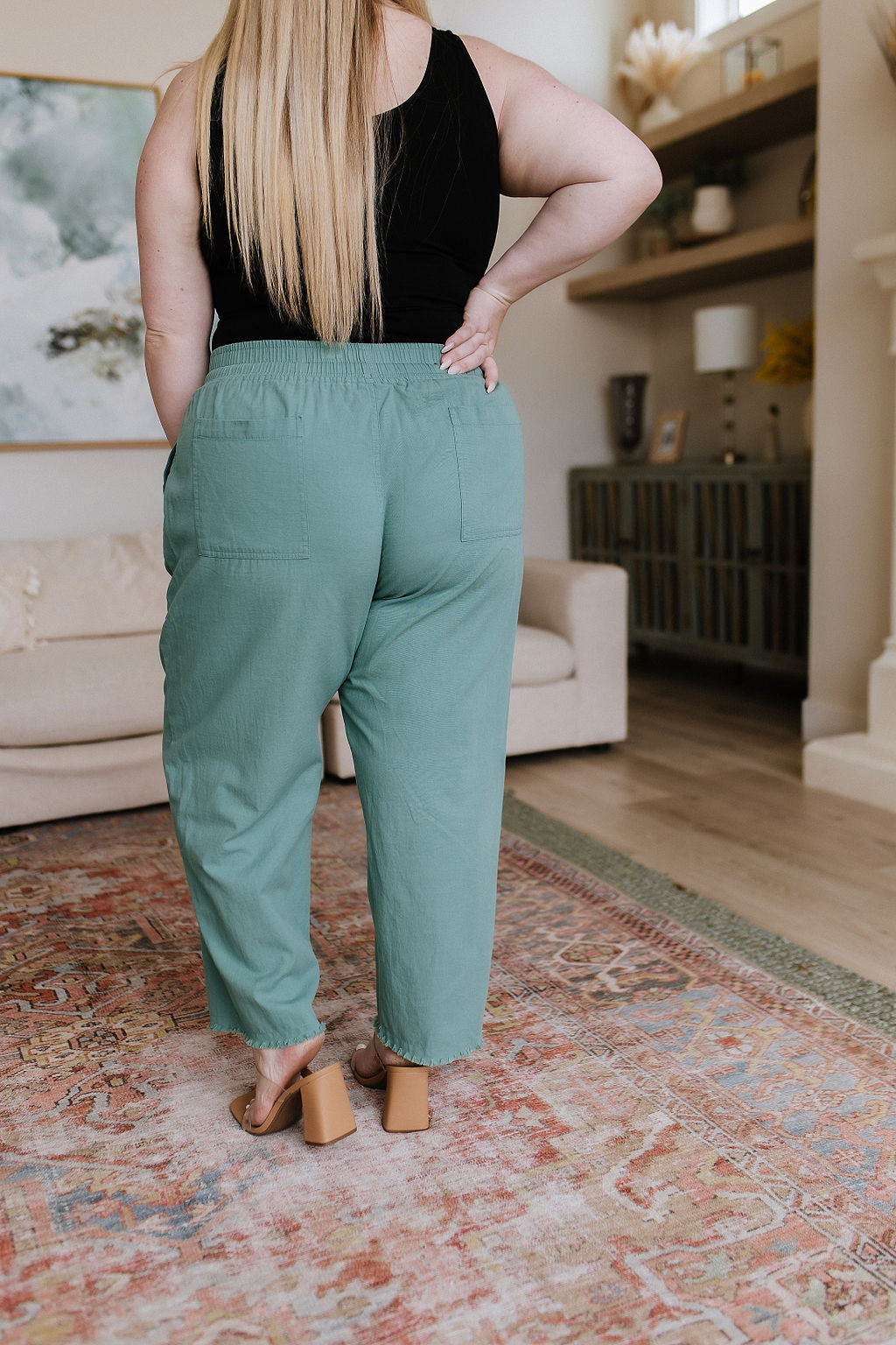Love Me Dearly High Waisted Pants • Jade - Atomic Wildflower