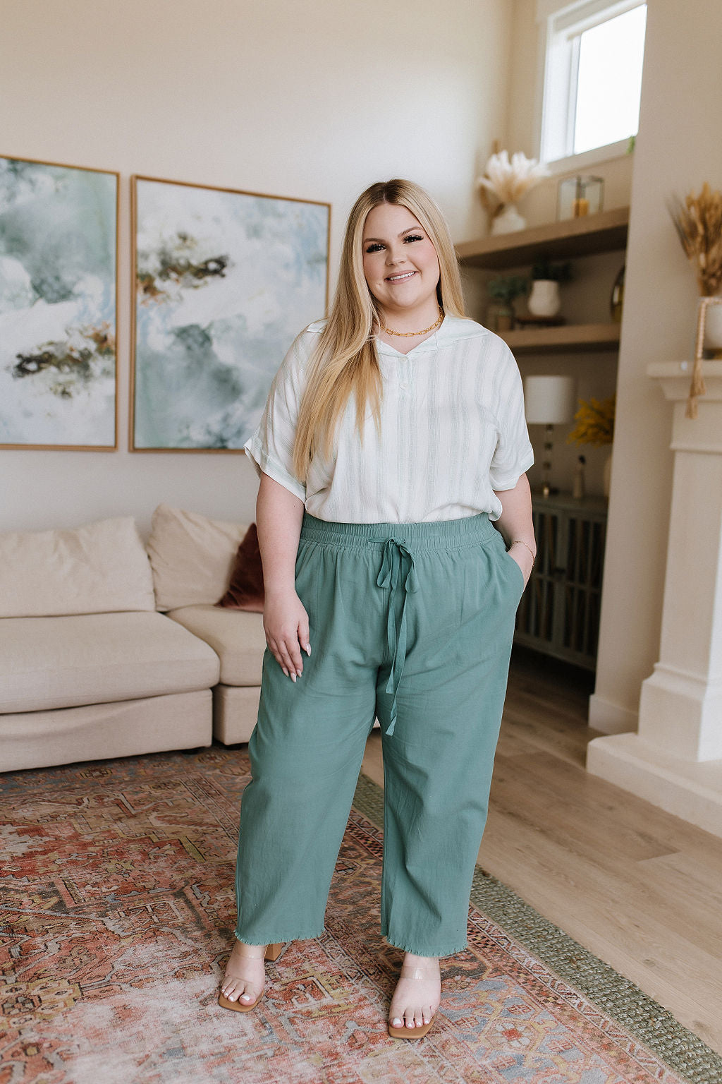 Love Me Dearly High Waisted Pants • Jade - Atomic Wildflower