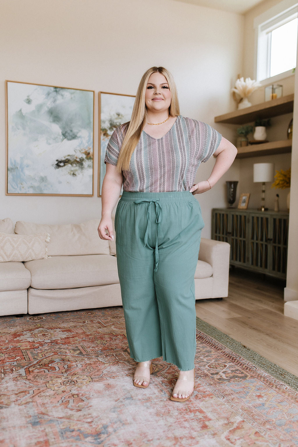 Love Me Dearly High Waisted Pants • Jade - Atomic Wildflower