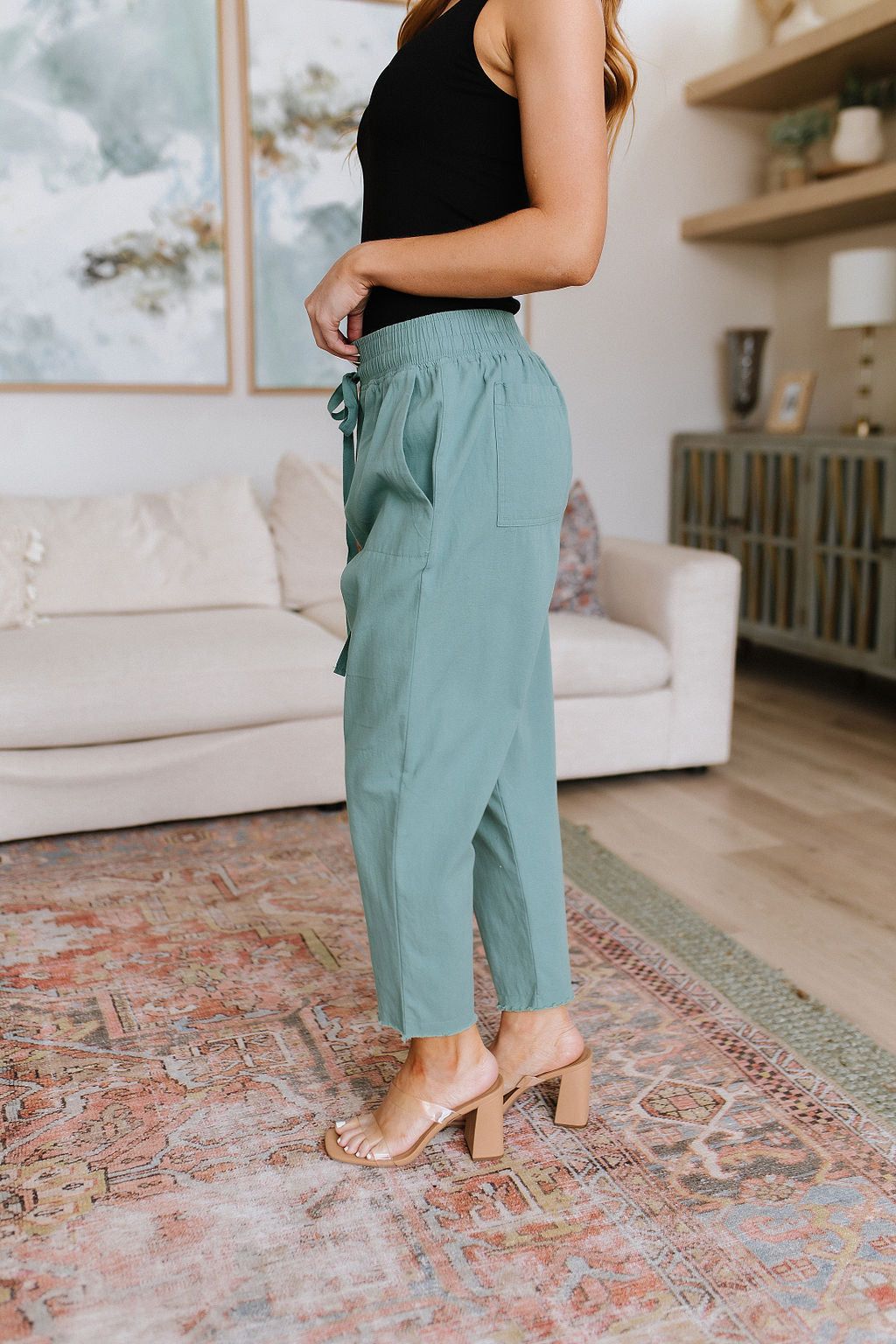 Love Me Dearly High Waisted Pants • Jade - Atomic Wildflower