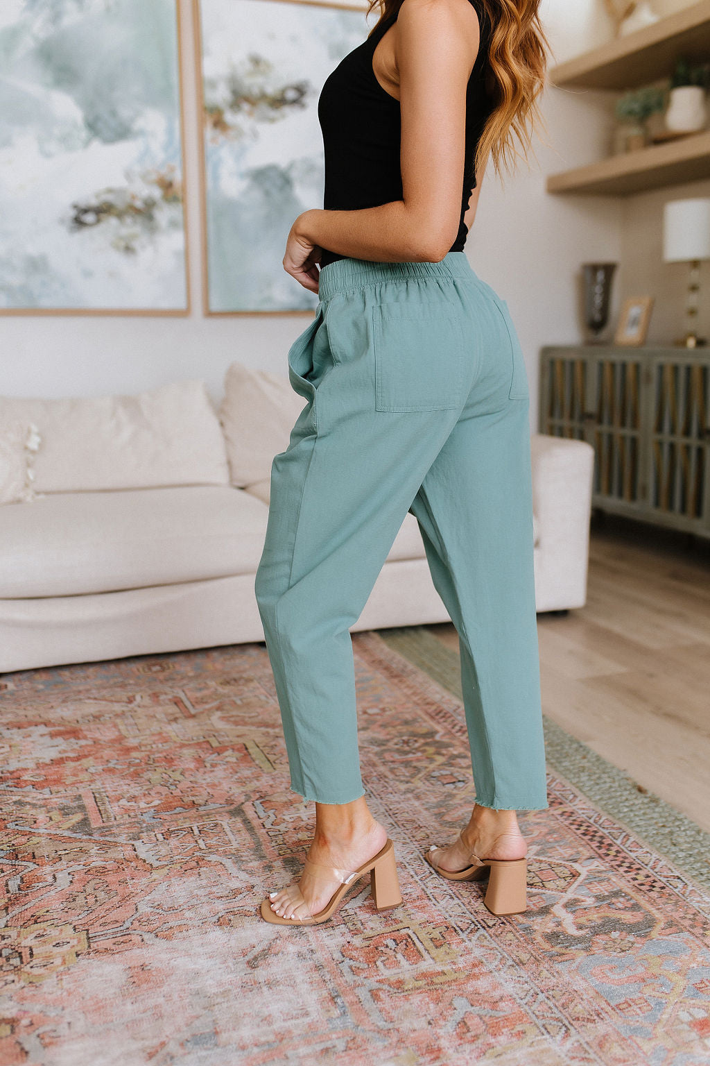 Love Me Dearly High Waisted Pants • Jade - Atomic Wildflower