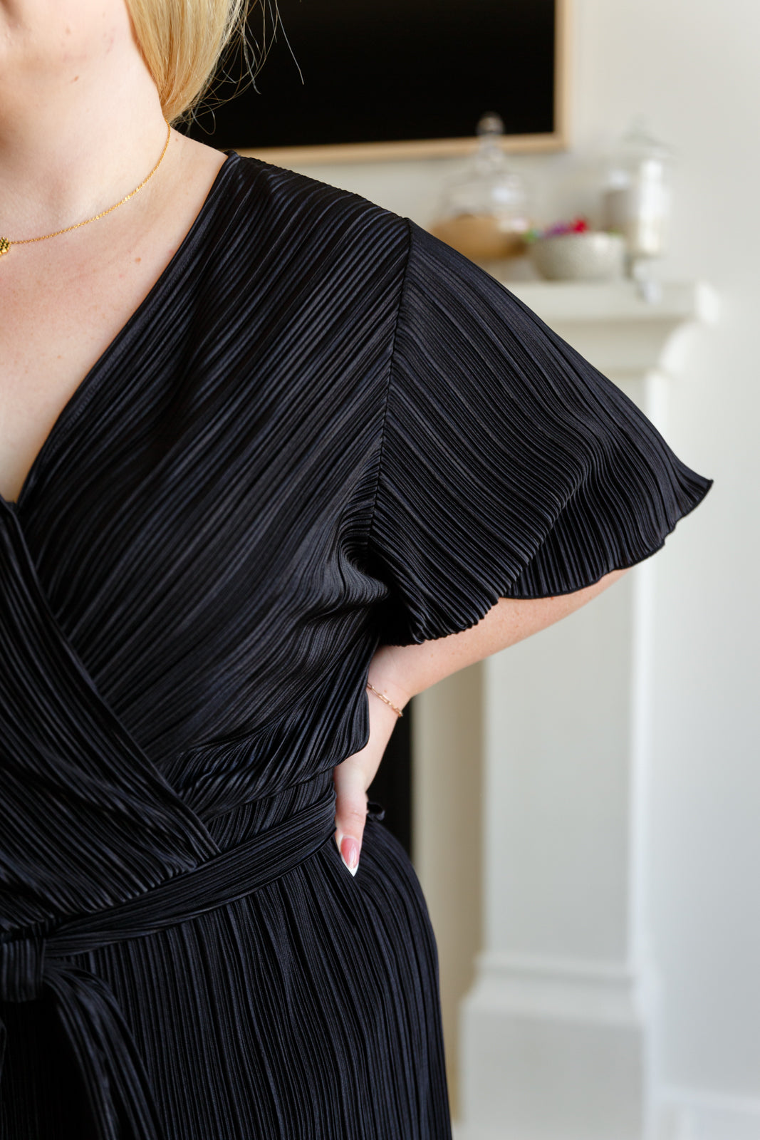 Lovely Life Plisse Romper • Black - Atomic Wildflower