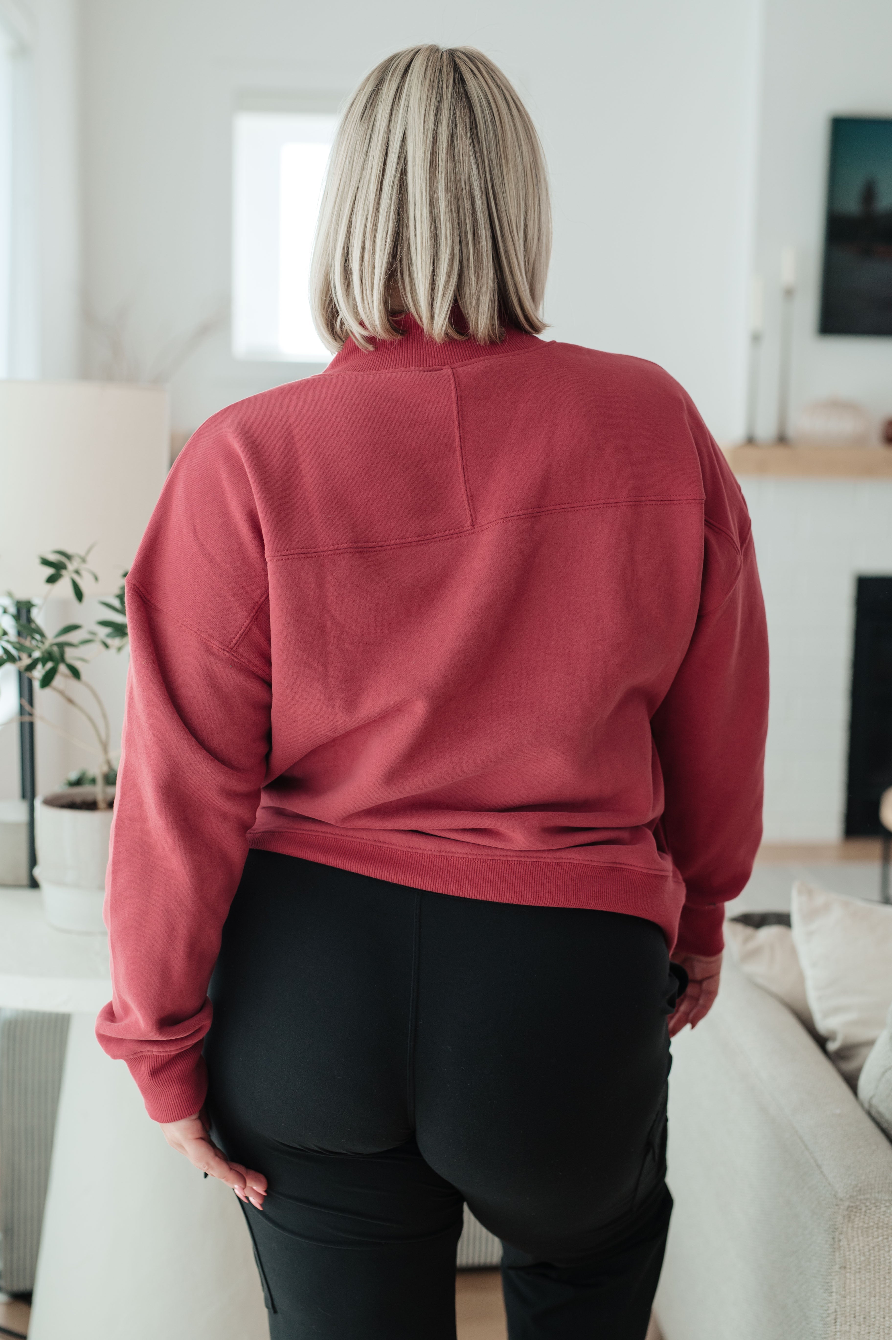 Make No Mistake Mock Neck Pullover • Cranberry