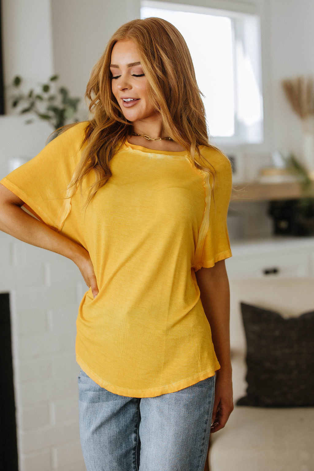 New Edition Mineral Wash T Shirt • Yellow