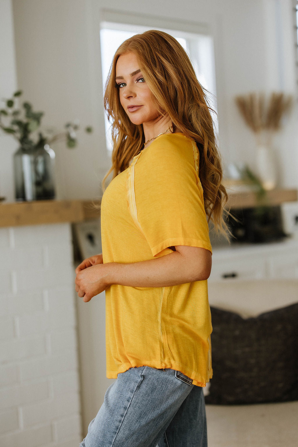 New Edition Mineral Wash T Shirt • Yellow
