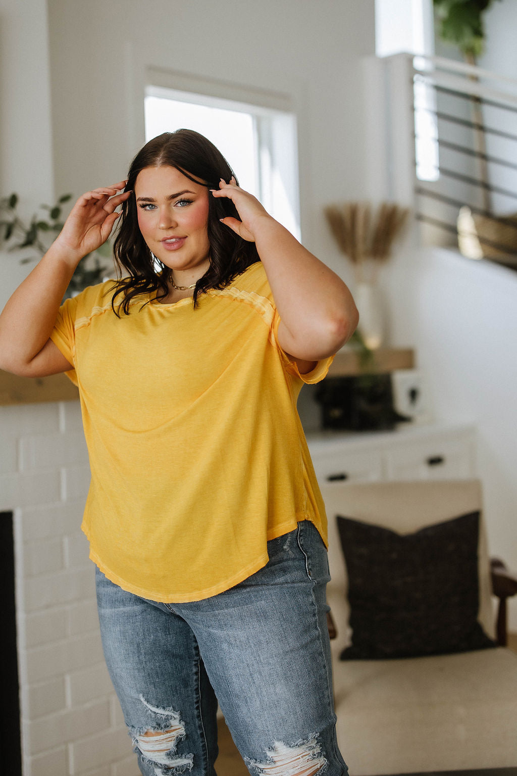 New Edition Mineral Wash T Shirt • Yellow
