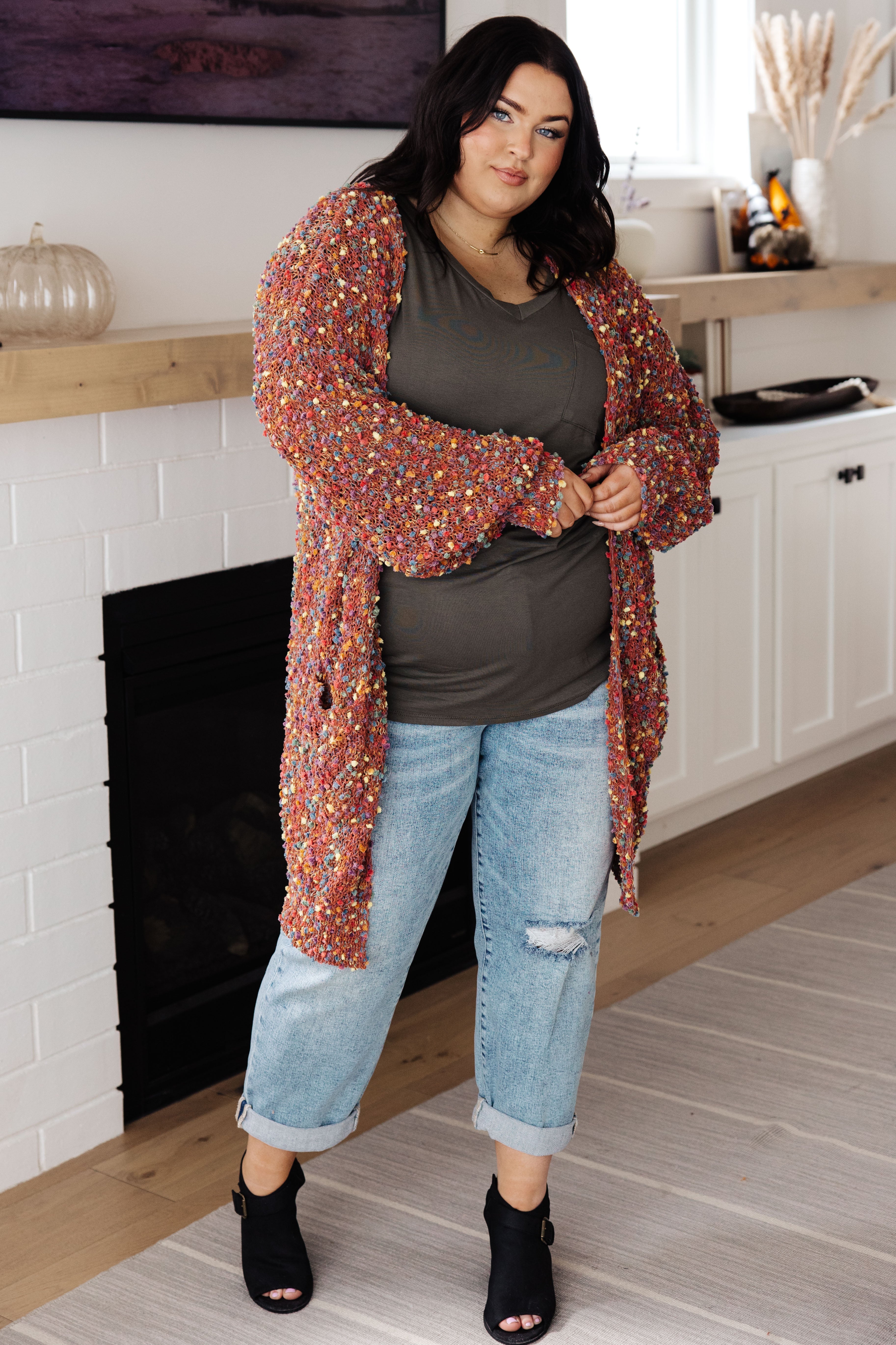 No Time Like the Present Confetti Cardigan • Rust
