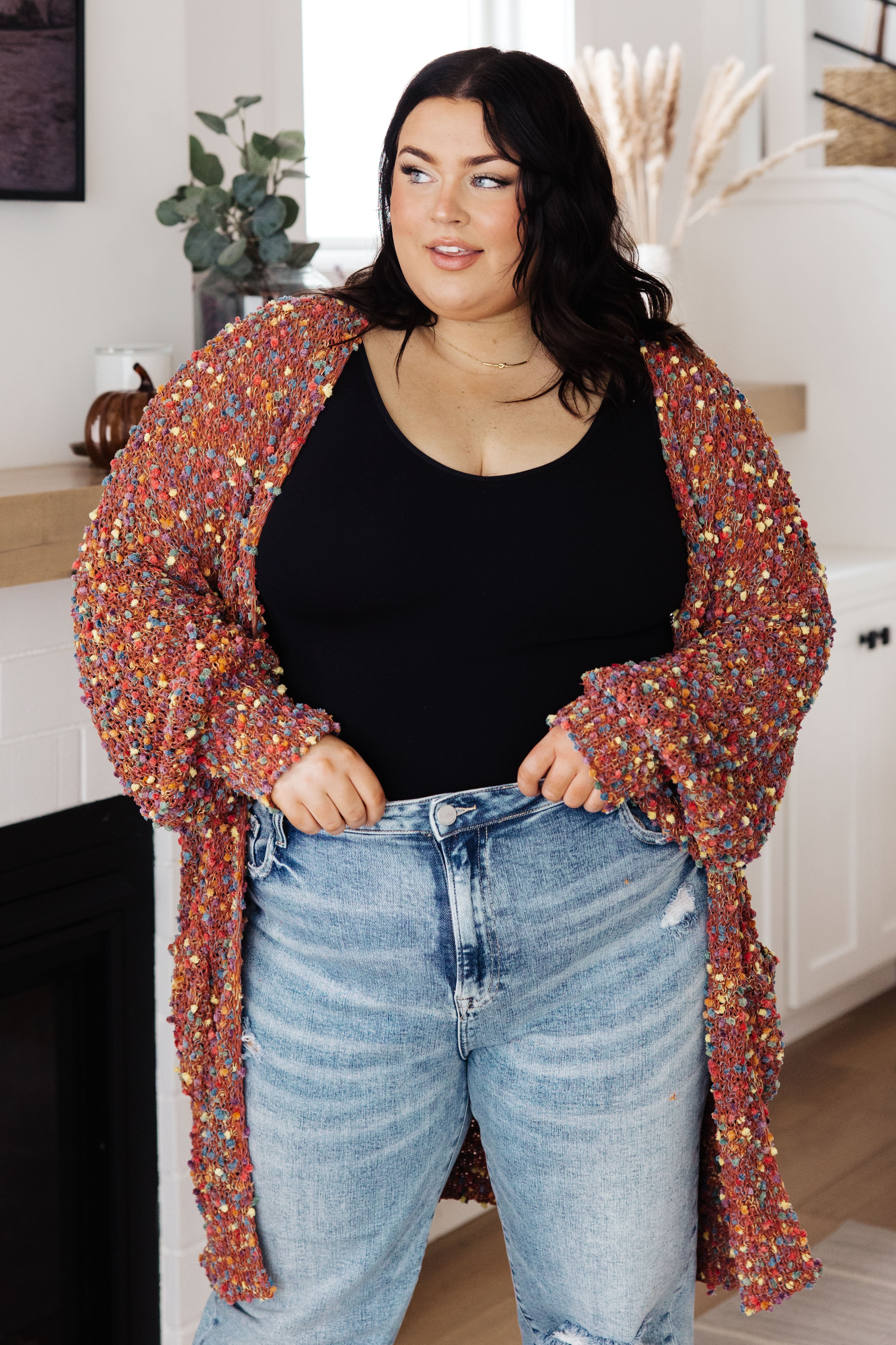 No Time Like the Present Confetti Cardigan • Rust