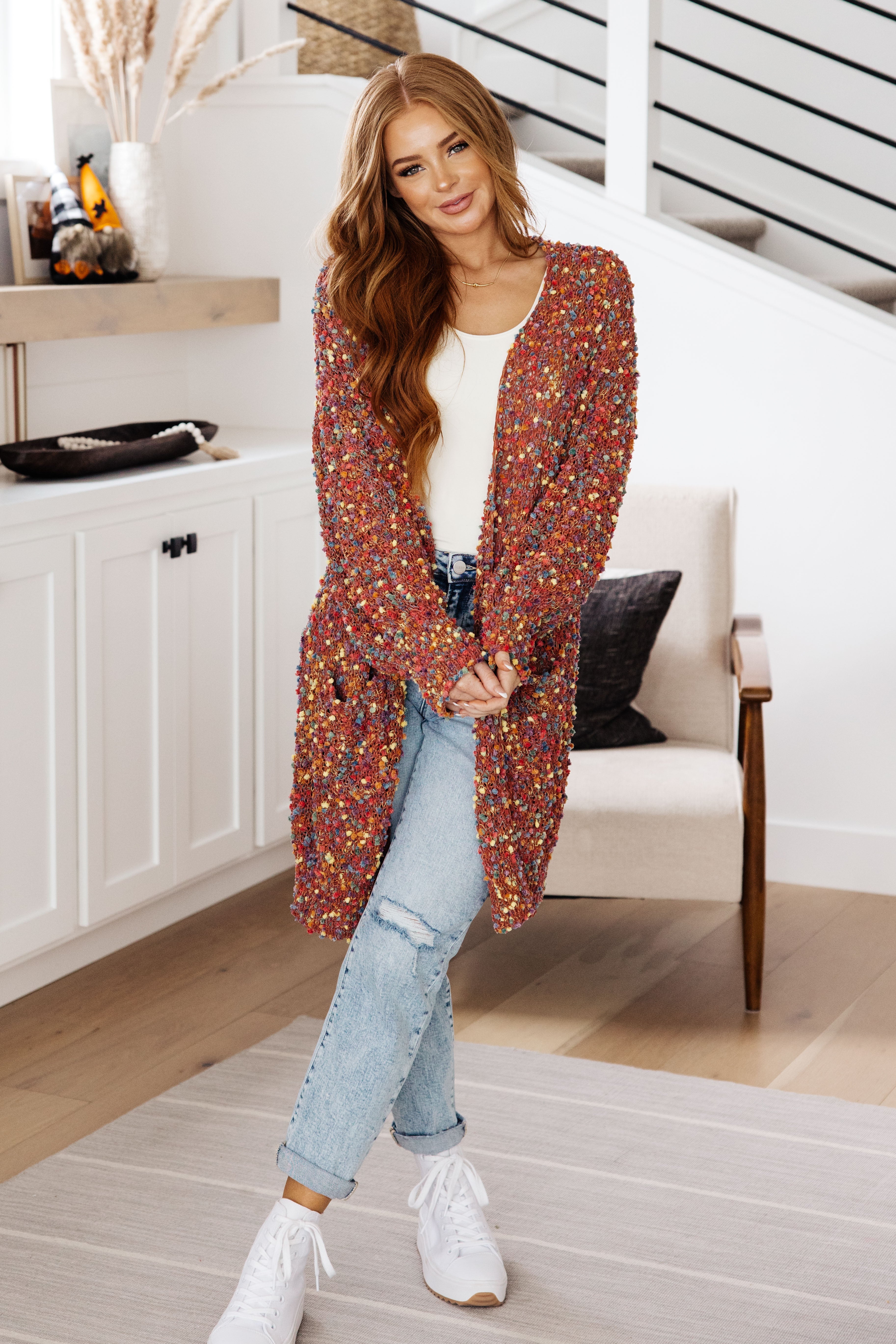 No Time Like the Present Confetti Cardigan • Rust