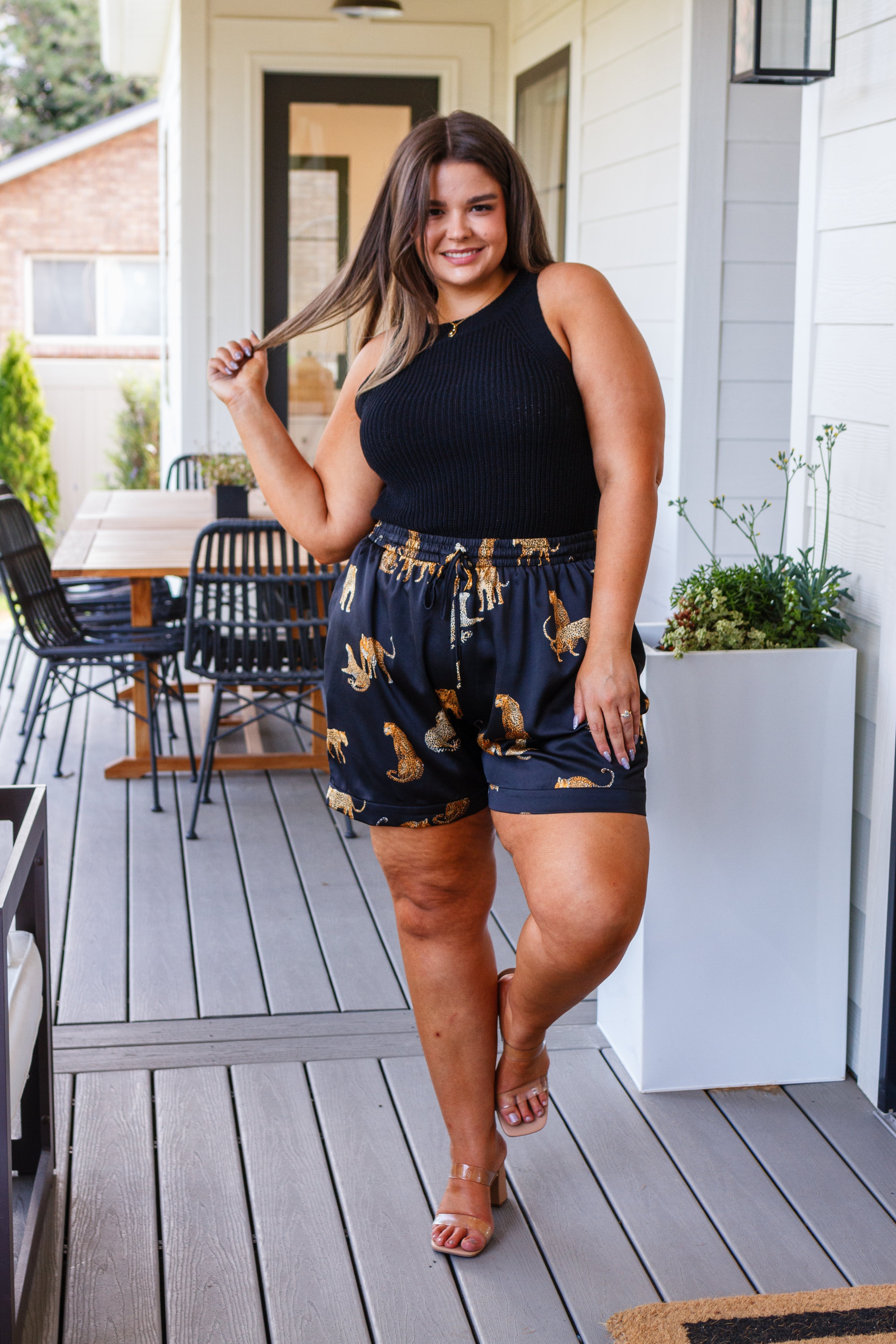 Party Animal Leopard Print Satin Set • Black