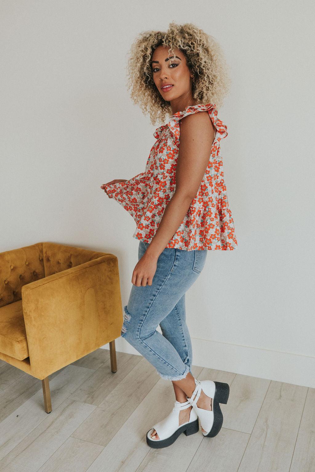 One Step Ahead Tulip Hem Jeans - Atomic Wildflower