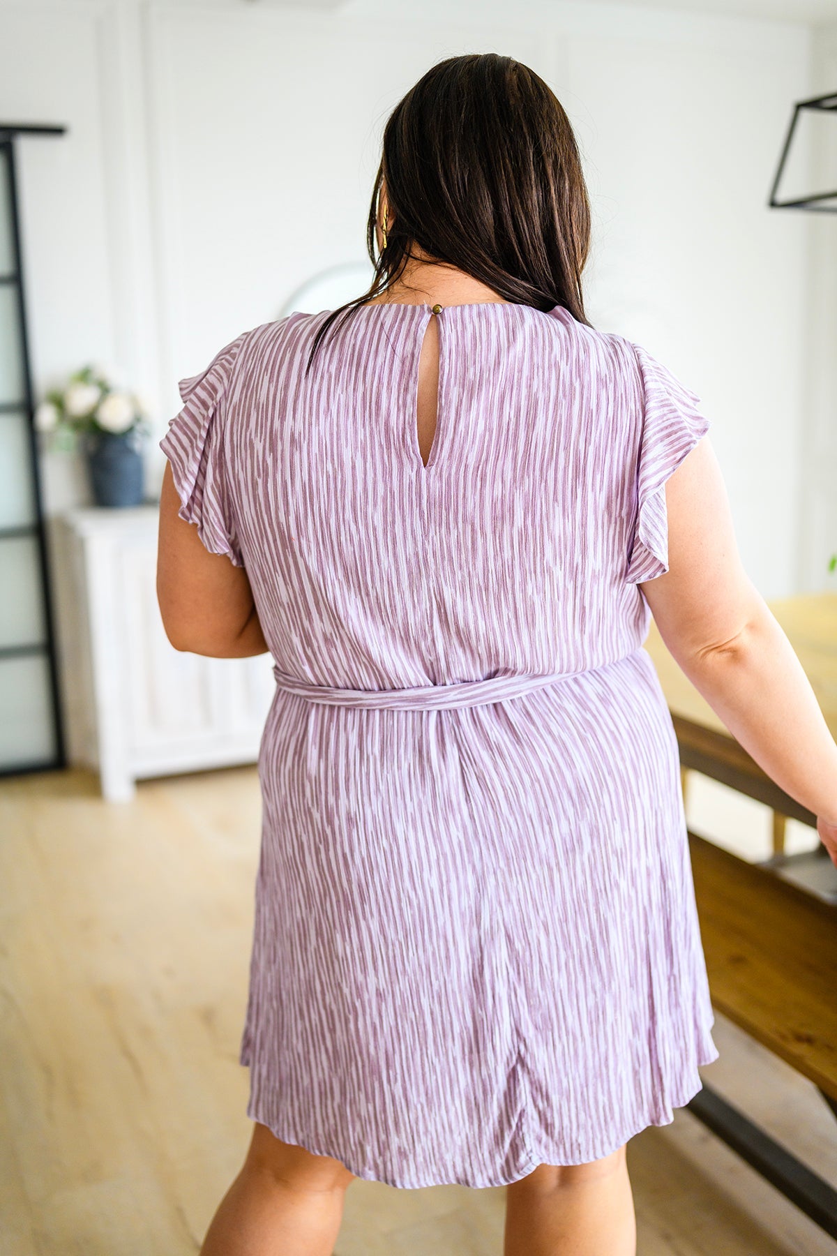 Sandra Striped Flutter Sleeve Dress - Atomic Wildflower