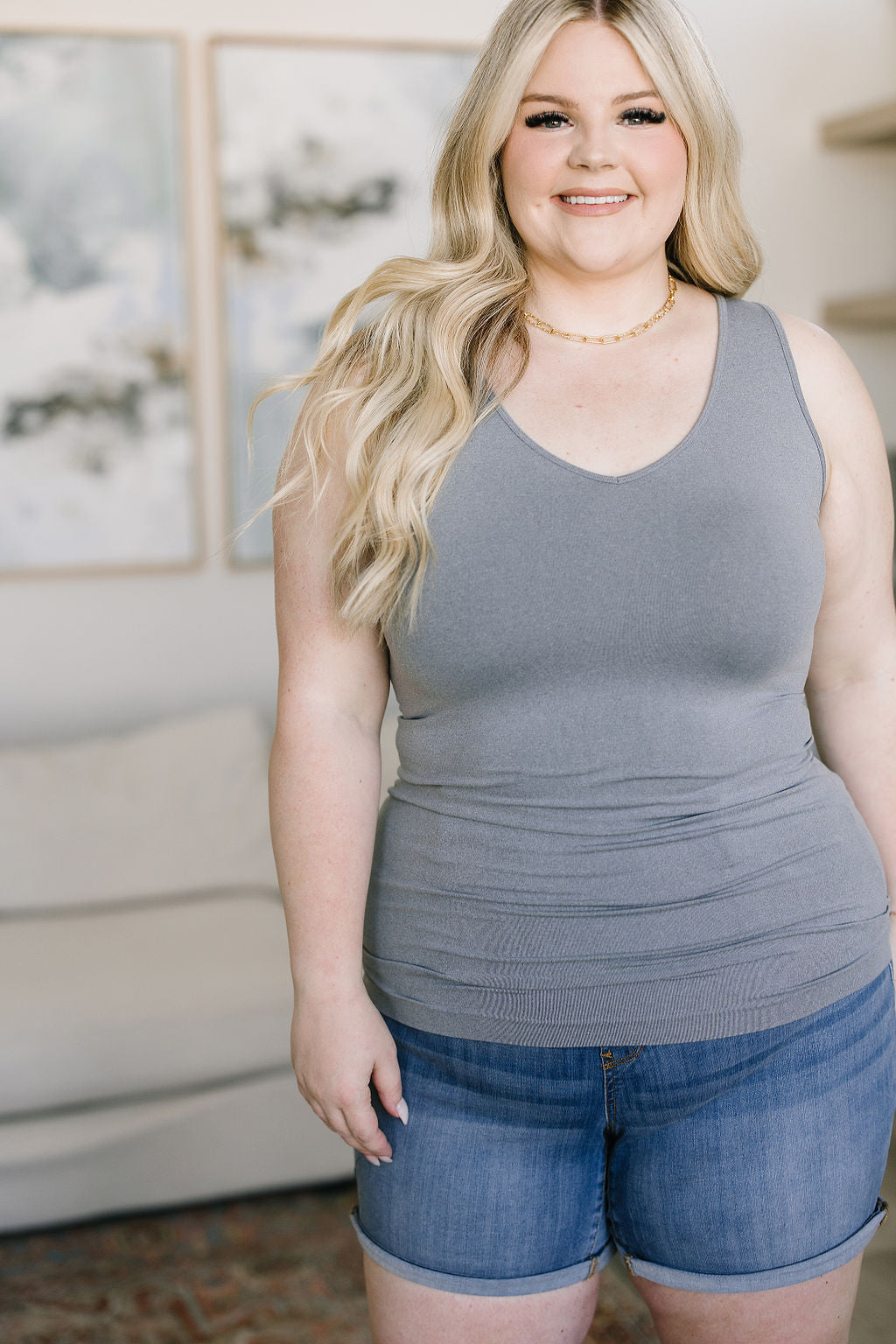 Standard Issue Seamless Longline Tank • Heather Grey - Atomic Wildflower