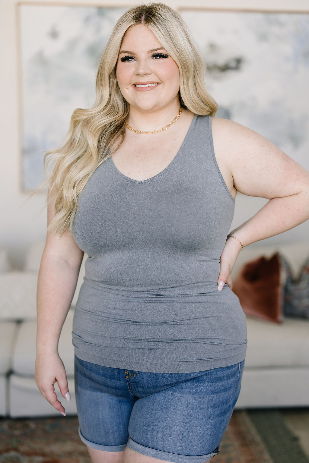 Standard Issue Seamless Longline Tank • Heather Grey - Atomic Wildflower