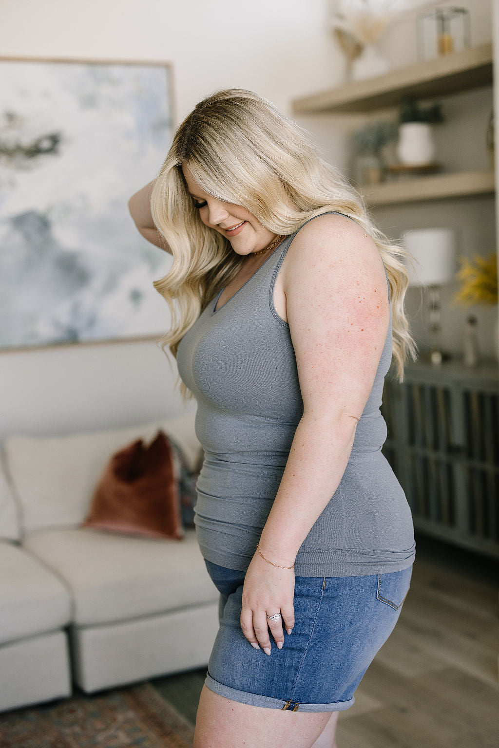 Standard Issue Seamless Longline Tank • Heather Grey - Atomic Wildflower