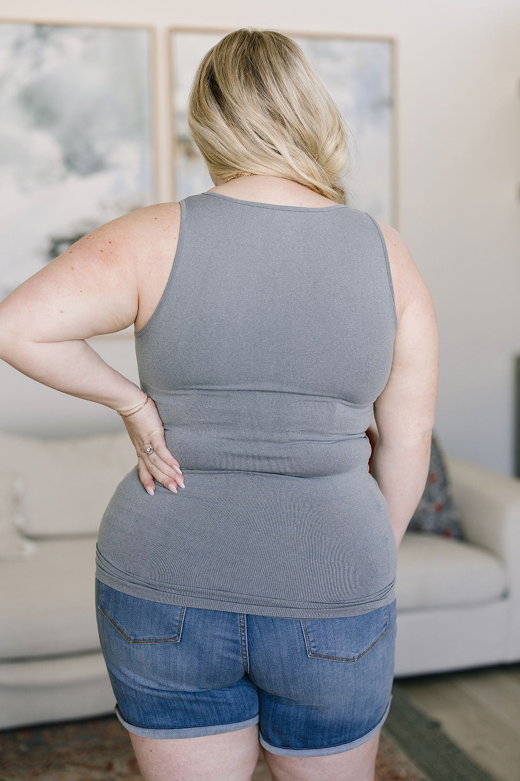 Standard Issue Seamless Longline Tank • Heather Grey - Atomic Wildflower