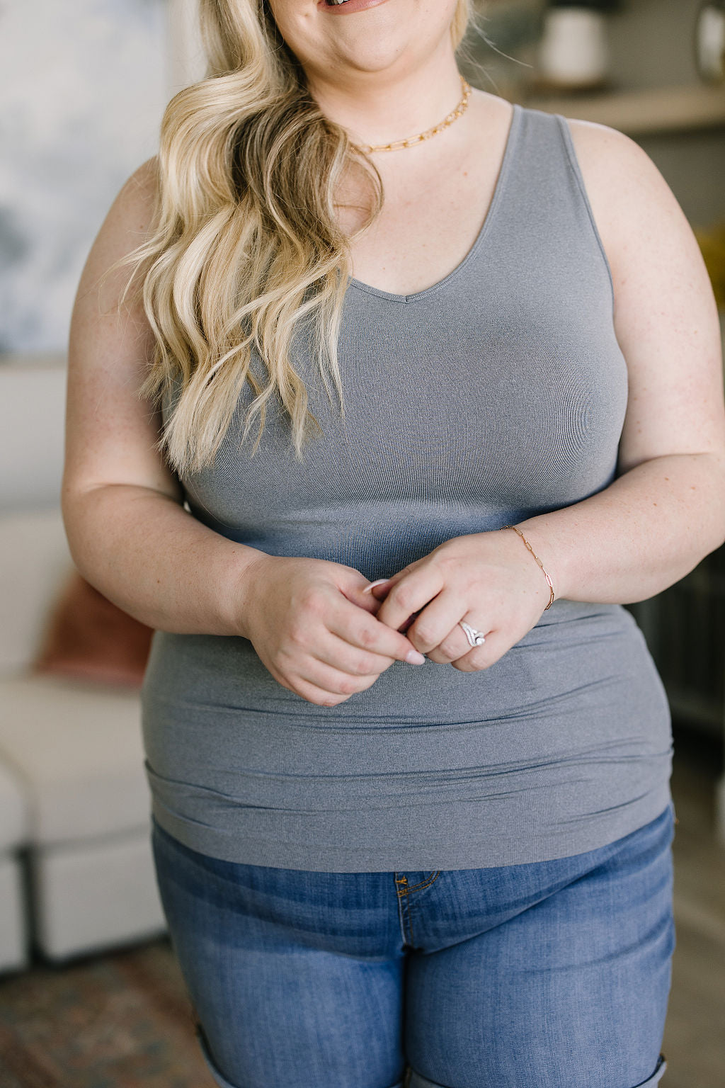 Standard Issue Seamless Longline Tank • Heather Grey - Atomic Wildflower