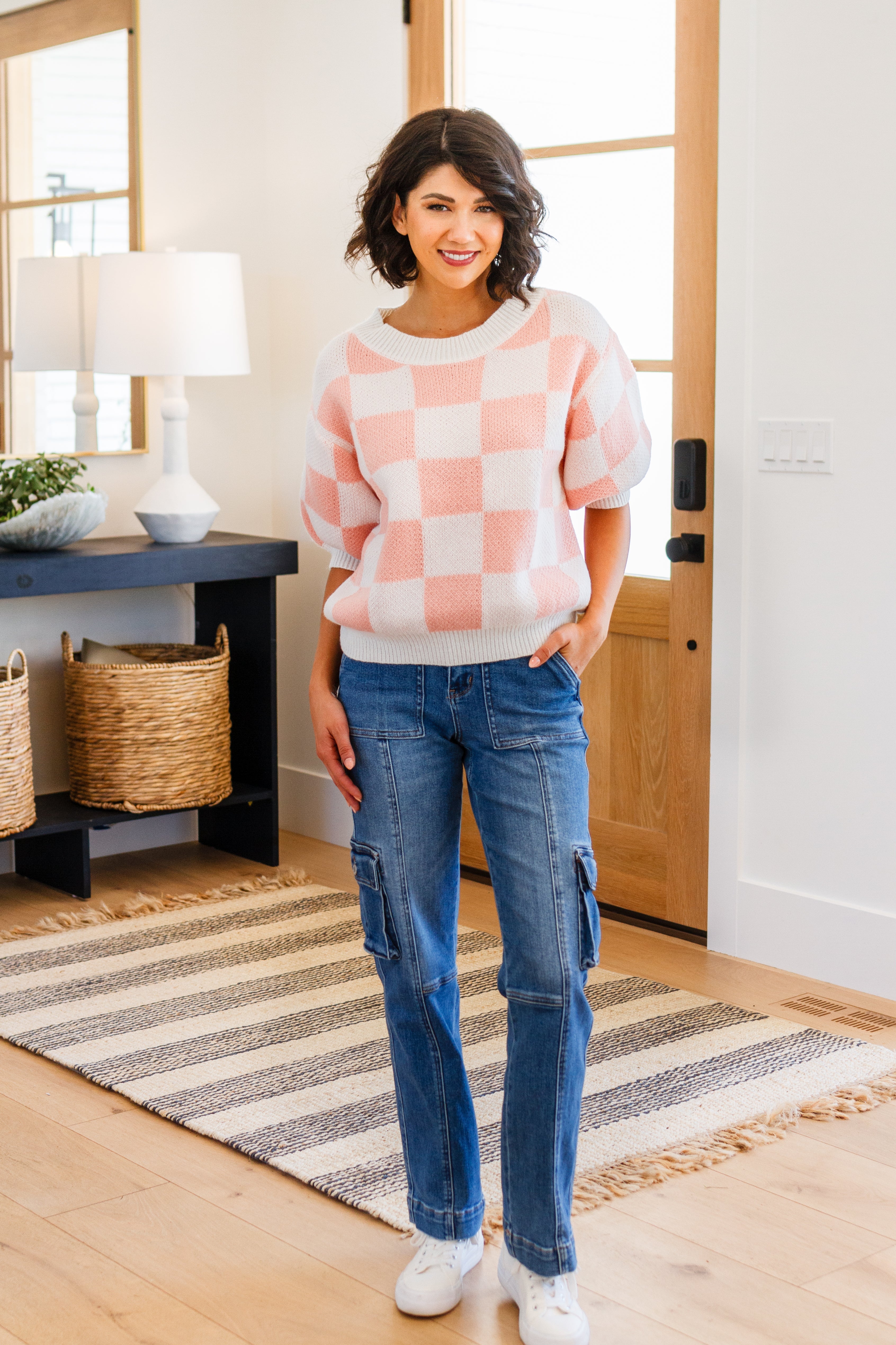 Start Me Up Checkered Sweater - Atomic Wildflower