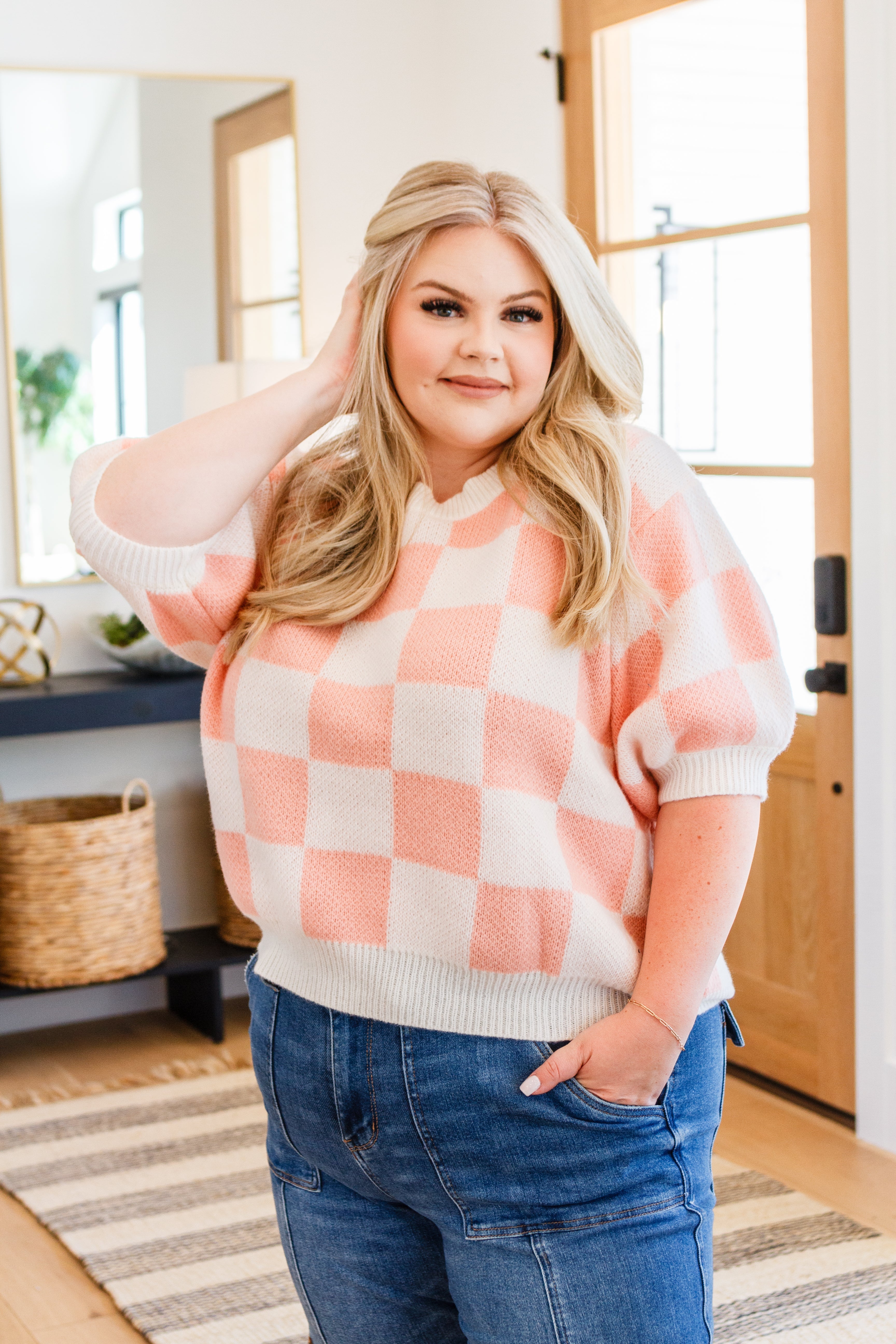 Start Me Up Checkered Sweater - Atomic Wildflower