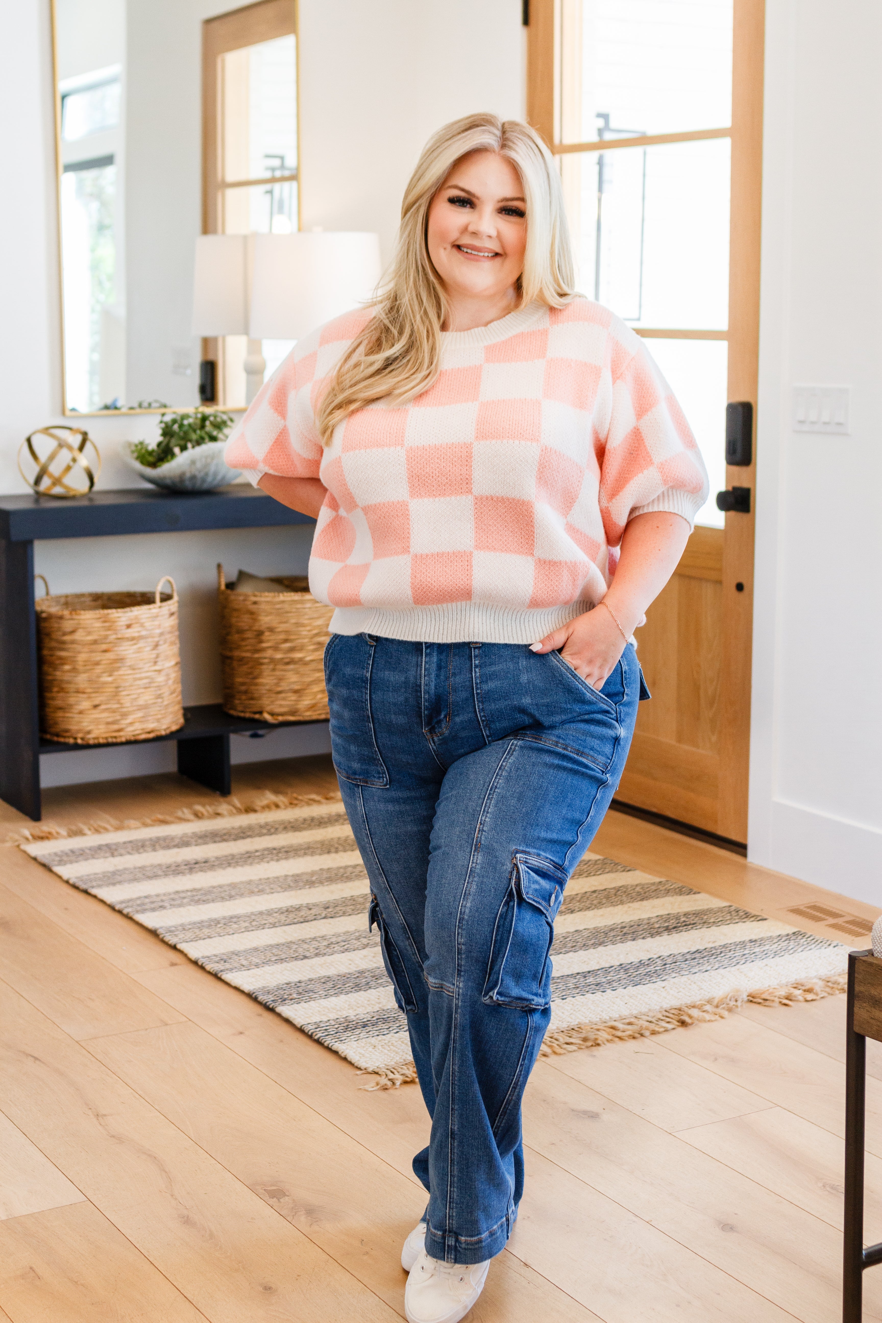 Start Me Up Checkered Sweater - Atomic Wildflower