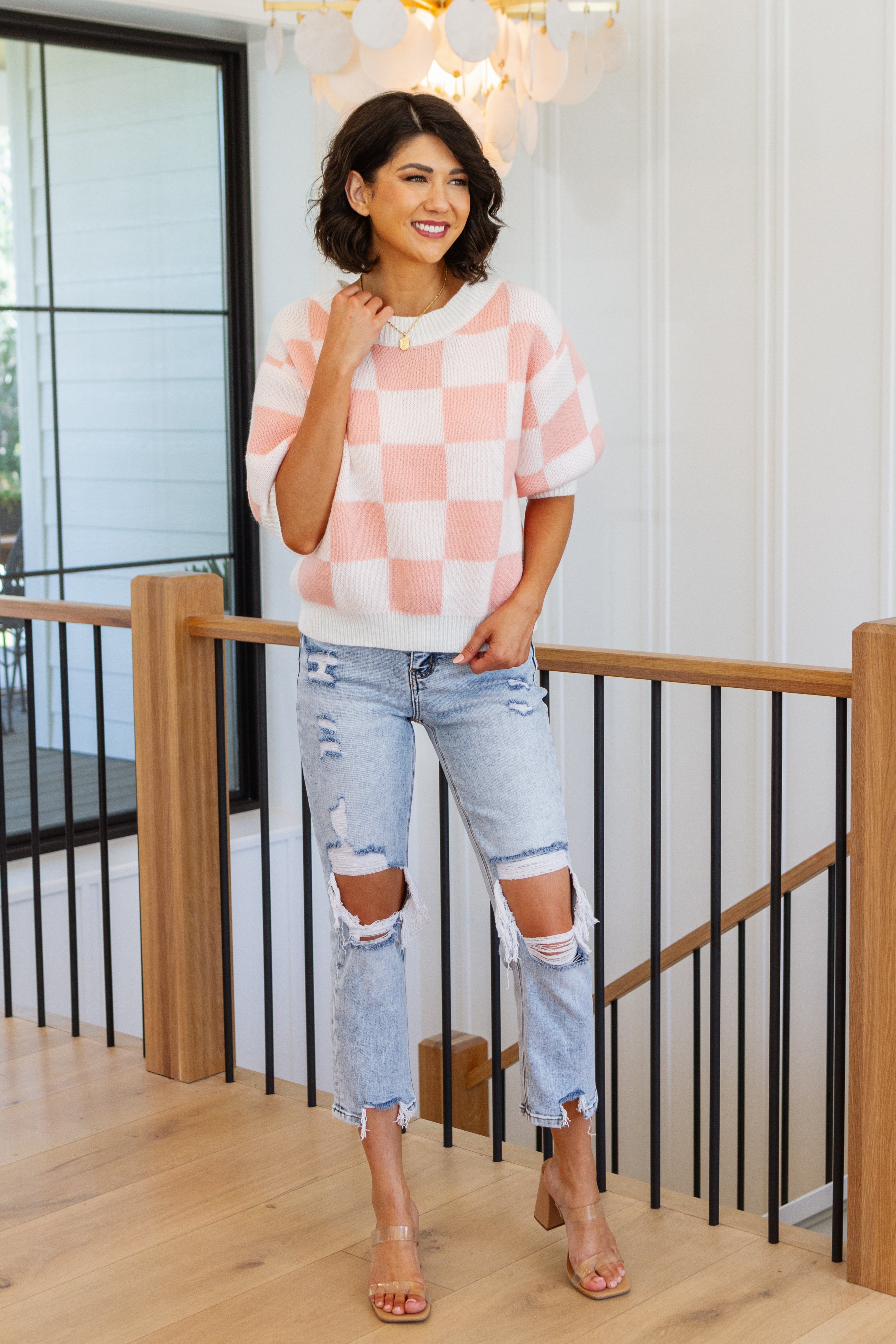 Start Me Up Checkered Sweater - Atomic Wildflower