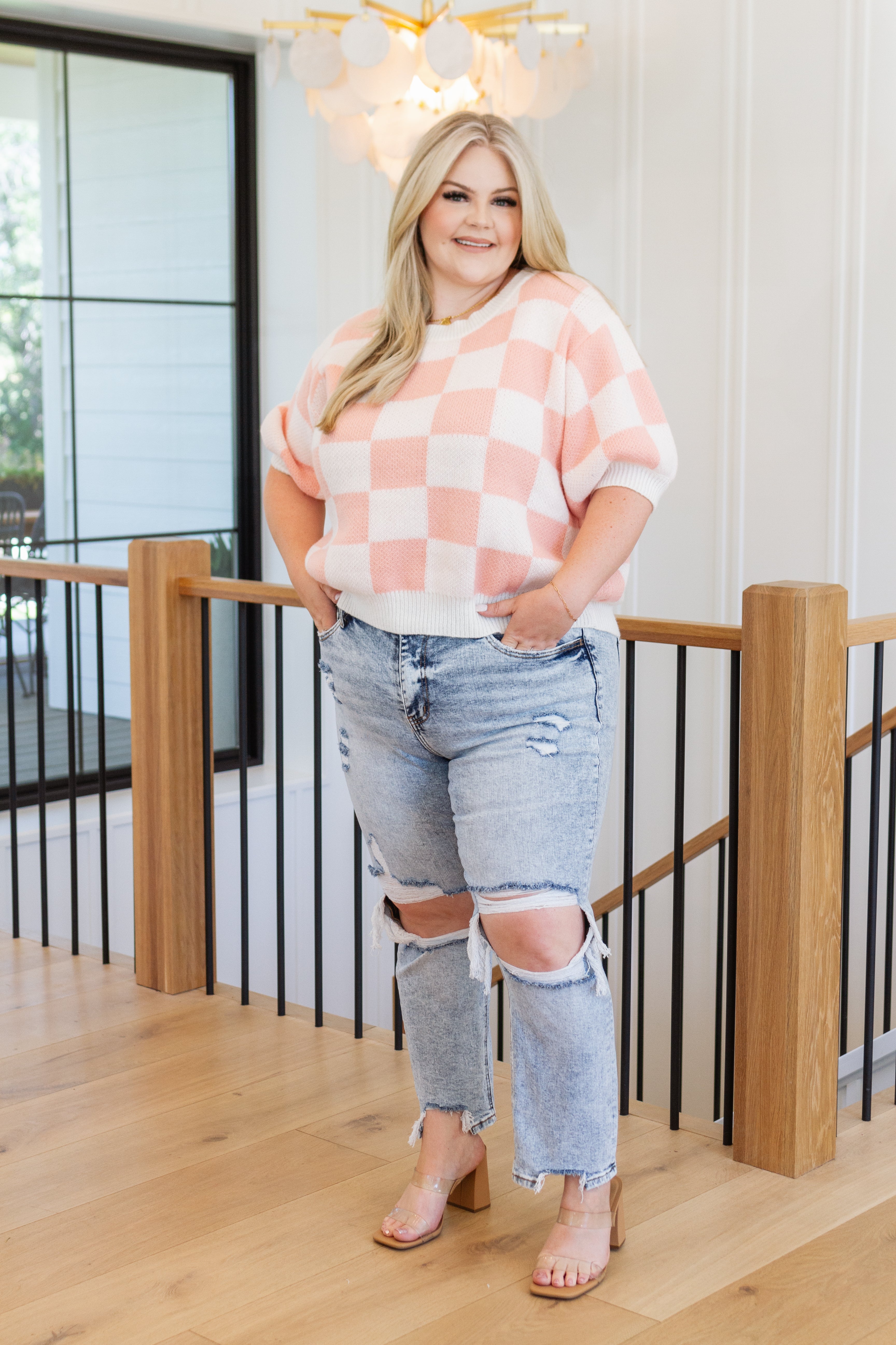 Start Me Up Checkered Sweater - Atomic Wildflower