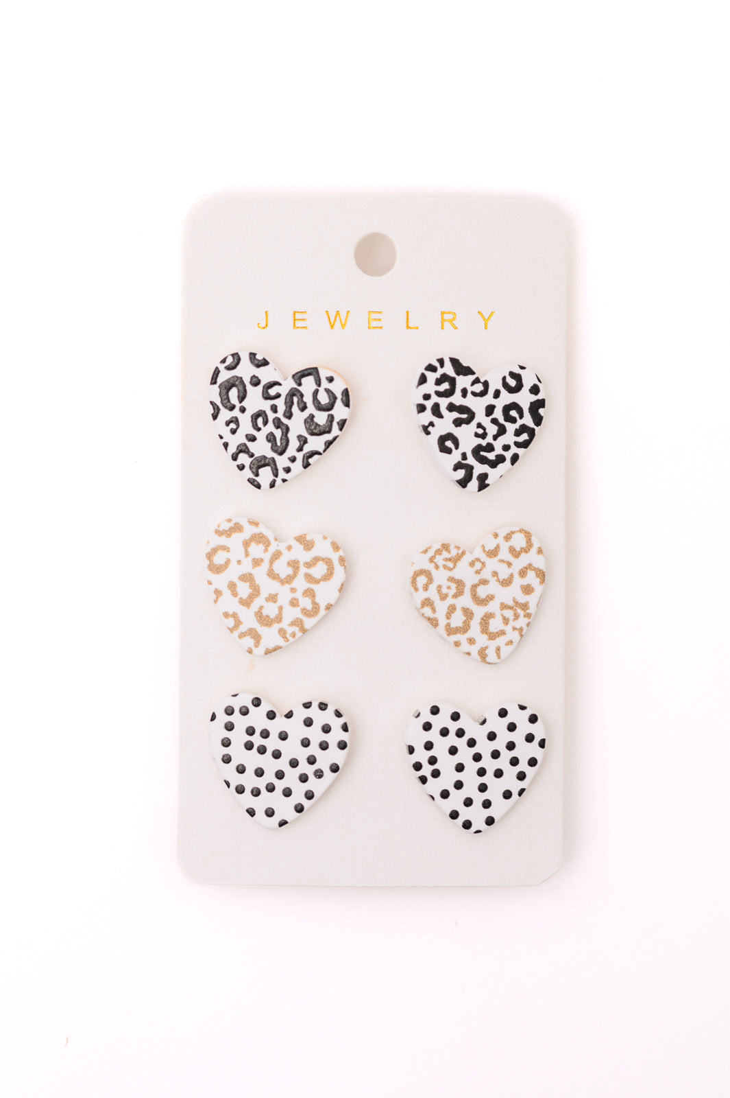 Triple Hearts Studs • Animal