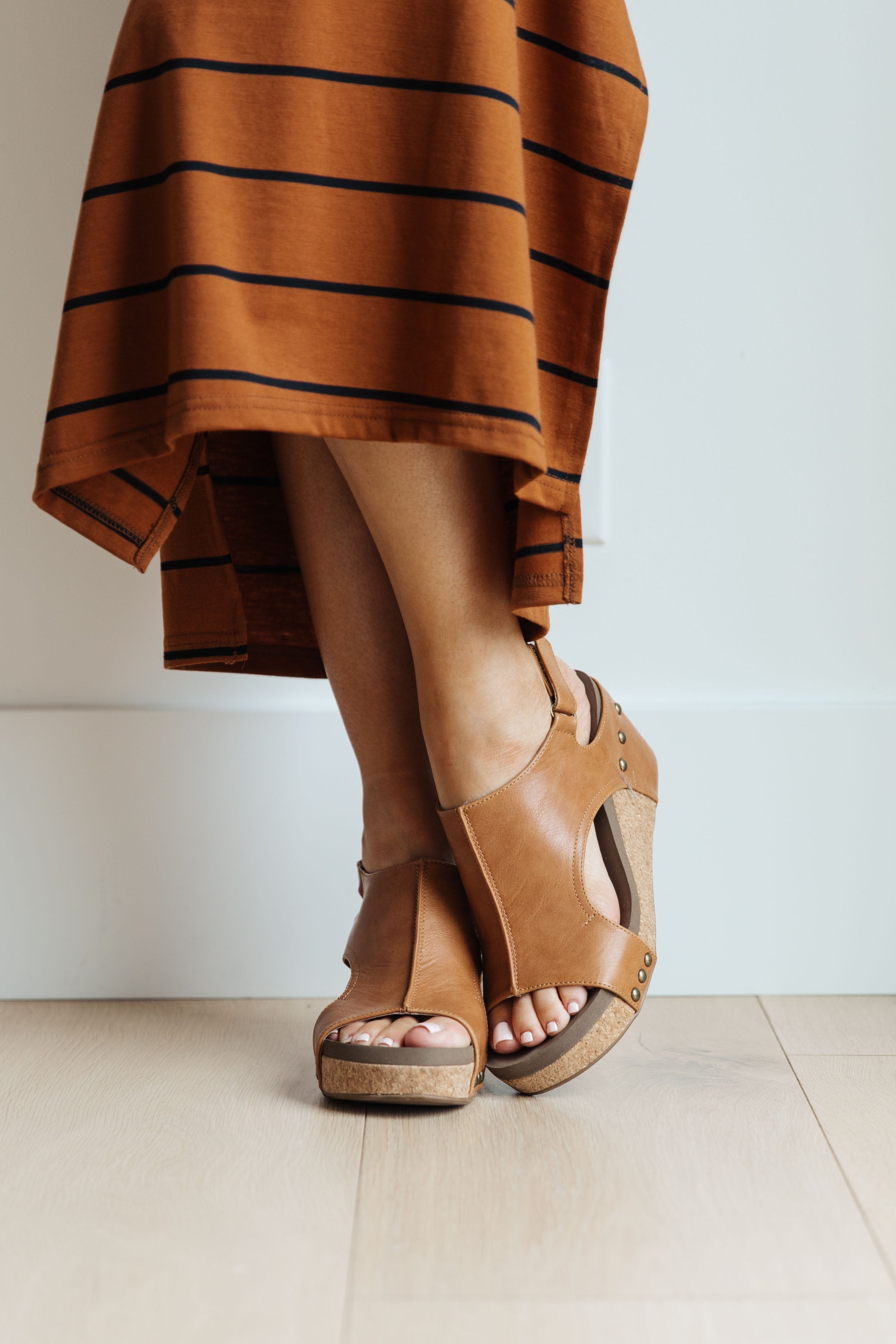 Walk This Way Wedge Sandals • Cognac