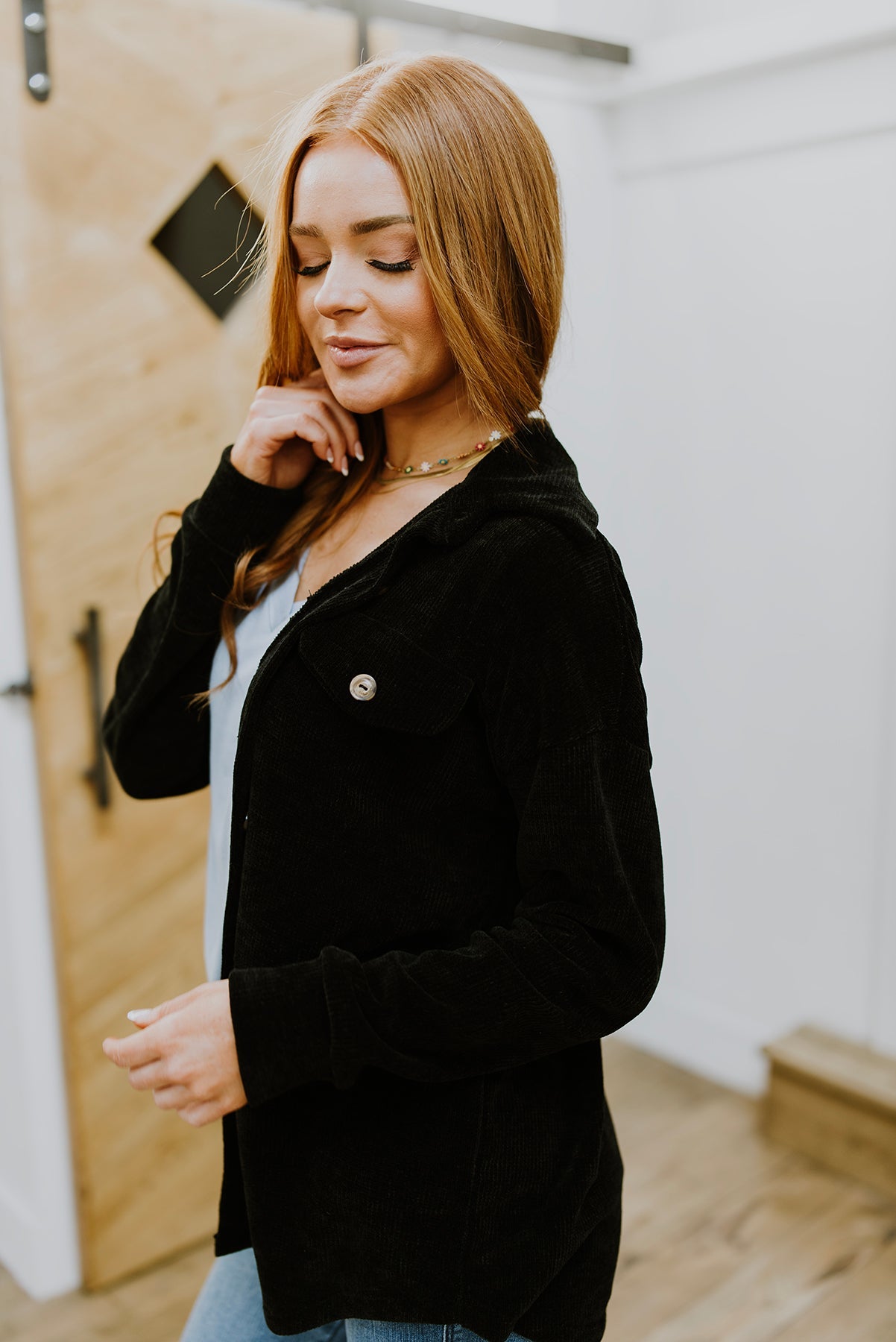 Warm-Hearted Chenille Shacket • Black