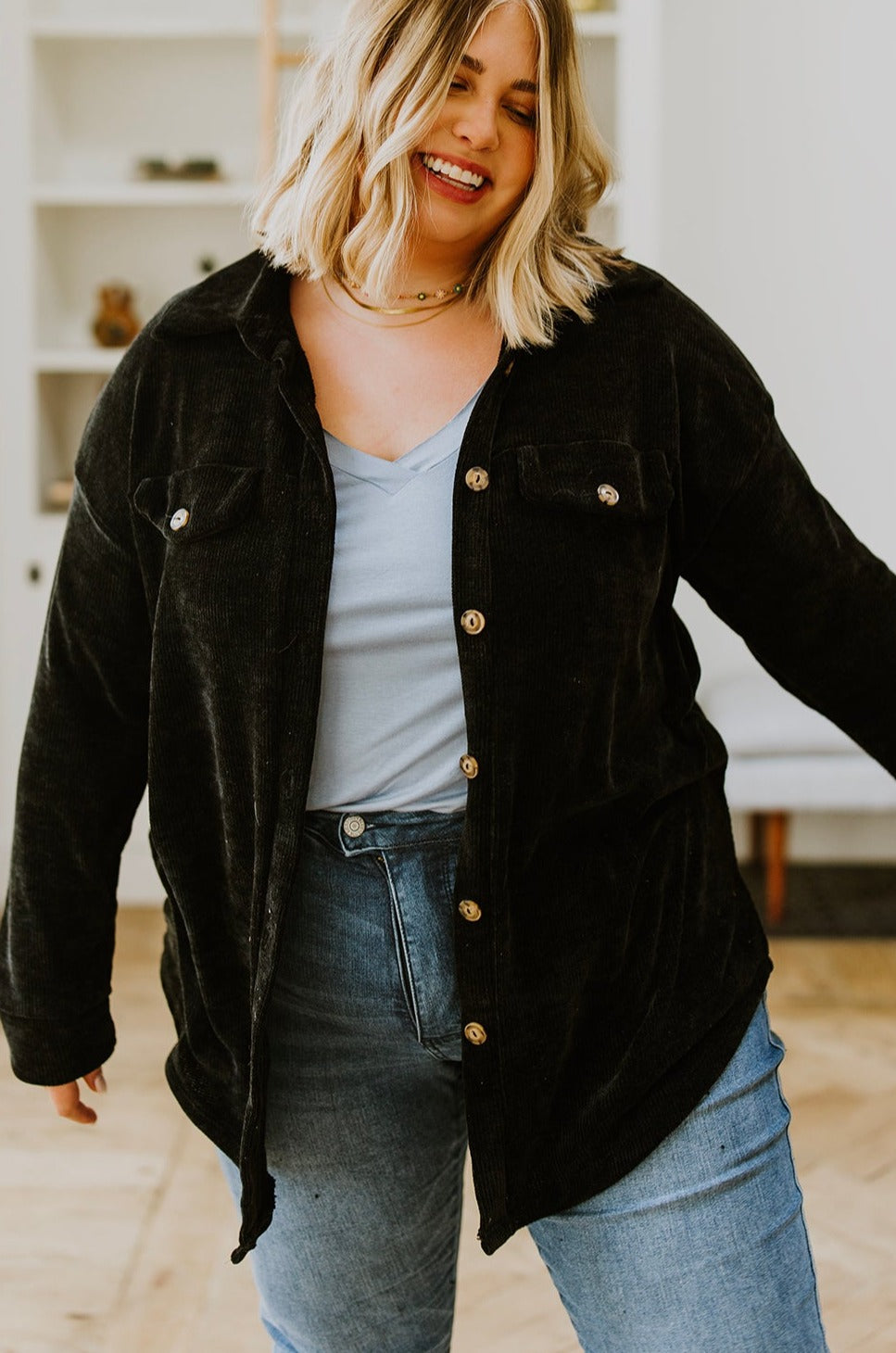 Warm-Hearted Chenille Shacket • Black