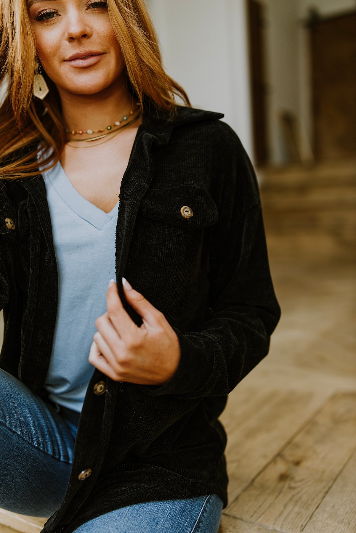 Warm-Hearted Chenille Shacket • Black