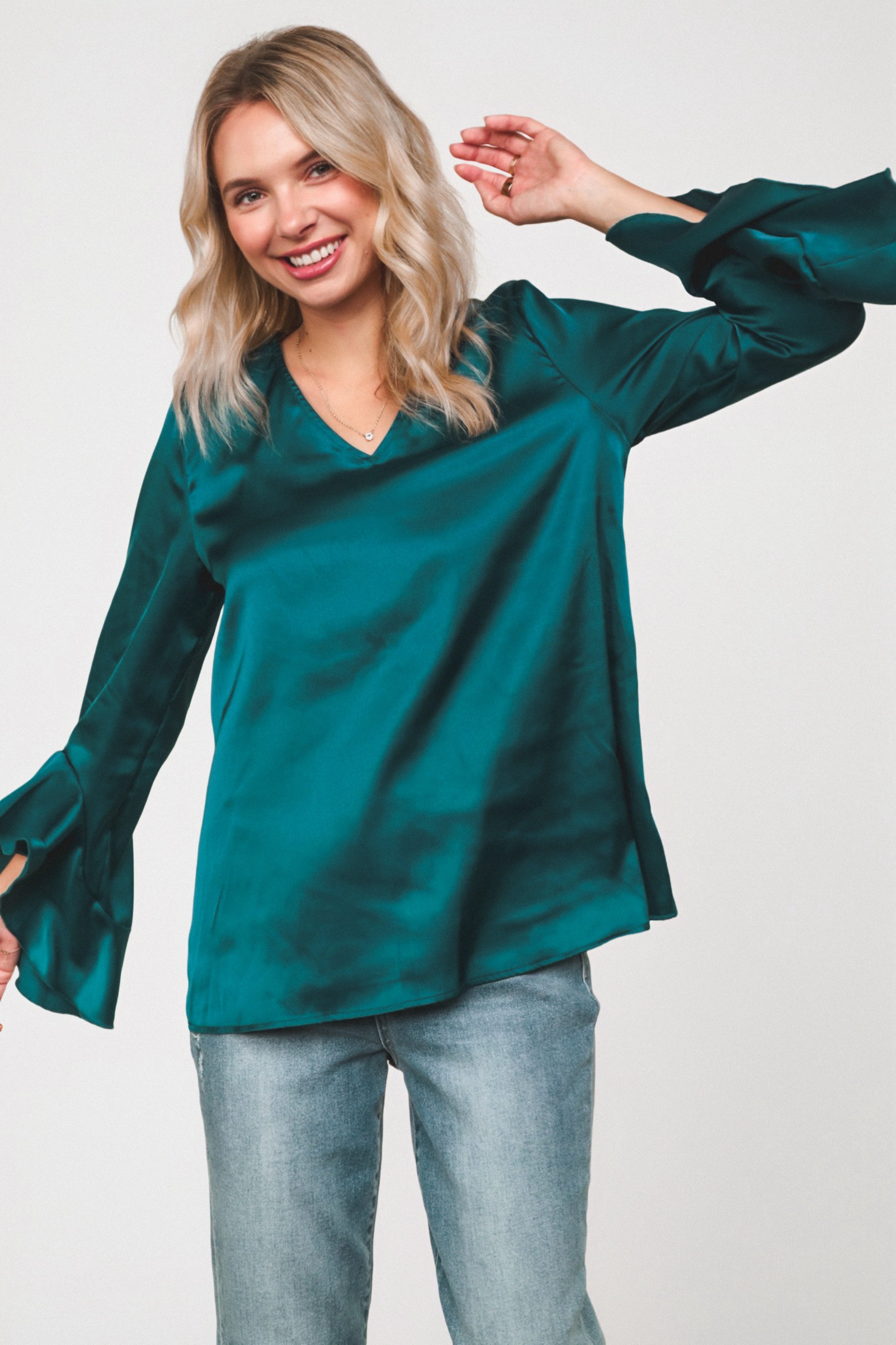 Teal Temptation Silk Blouse