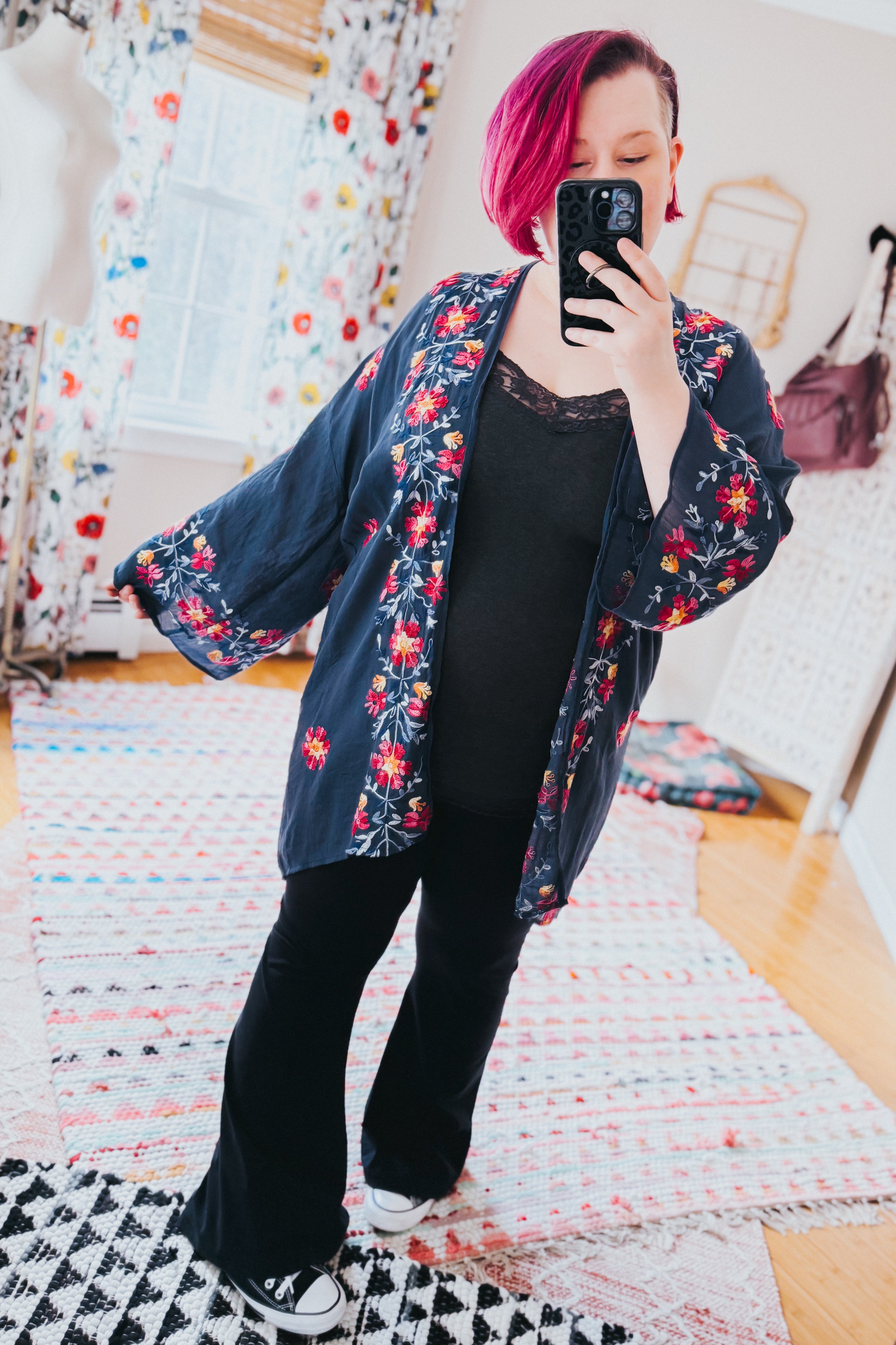 The Sweet Life Embroidered Duster • Navy