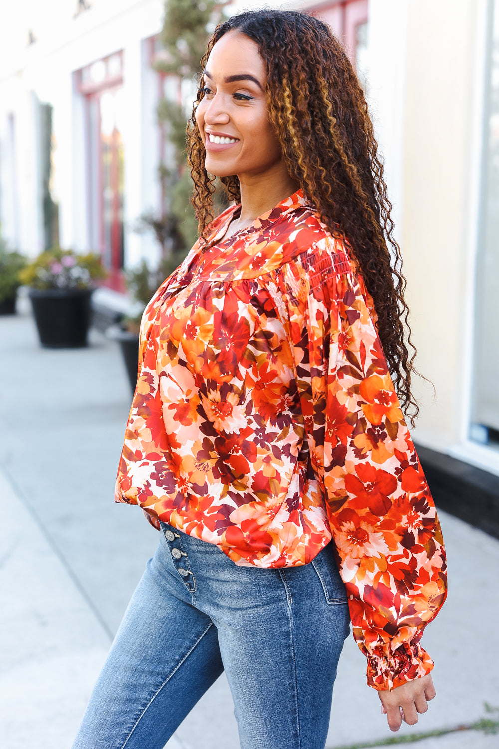 Dream On Floral Print Satin Top