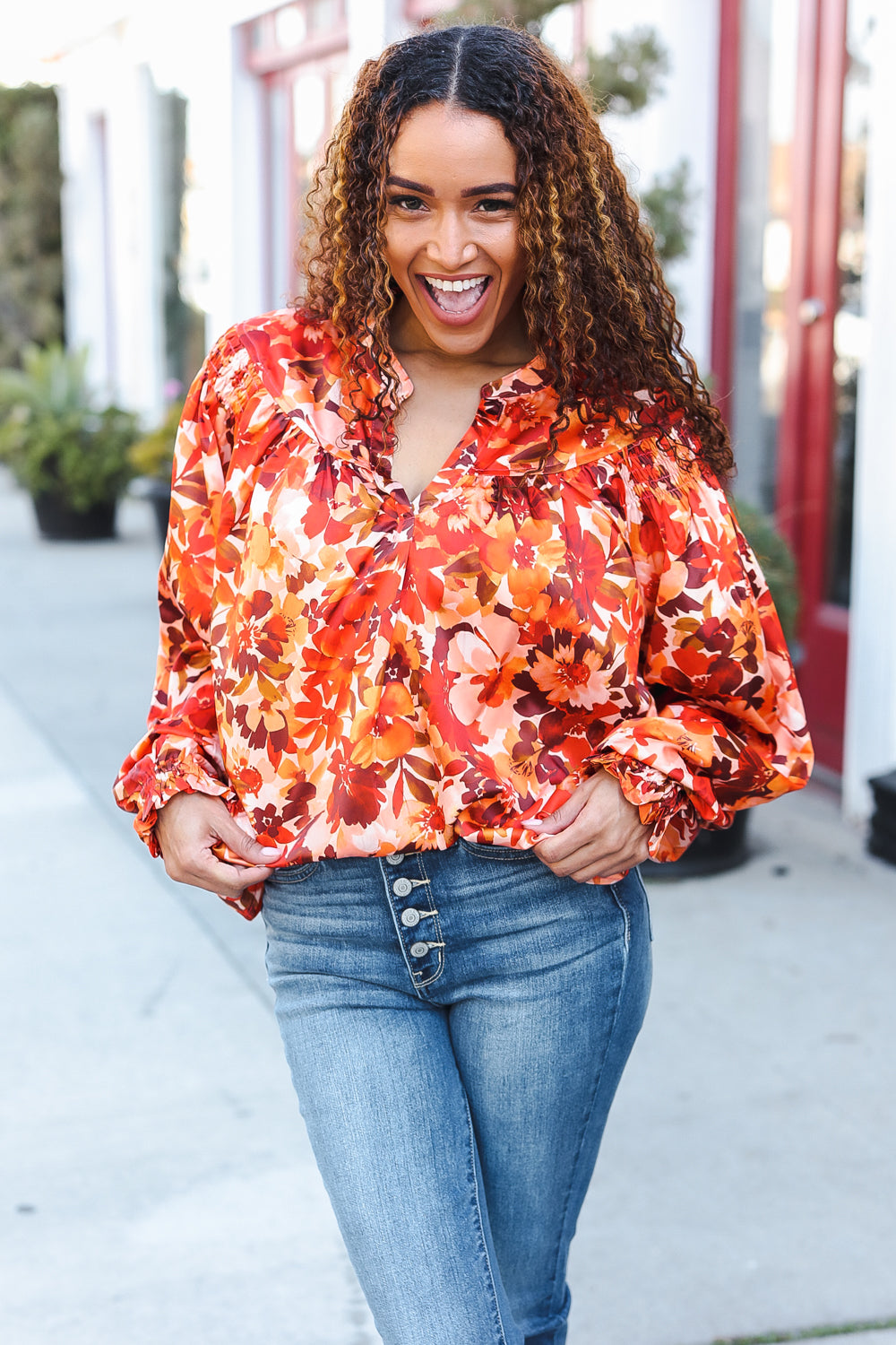 Dream On Floral Print Satin Top