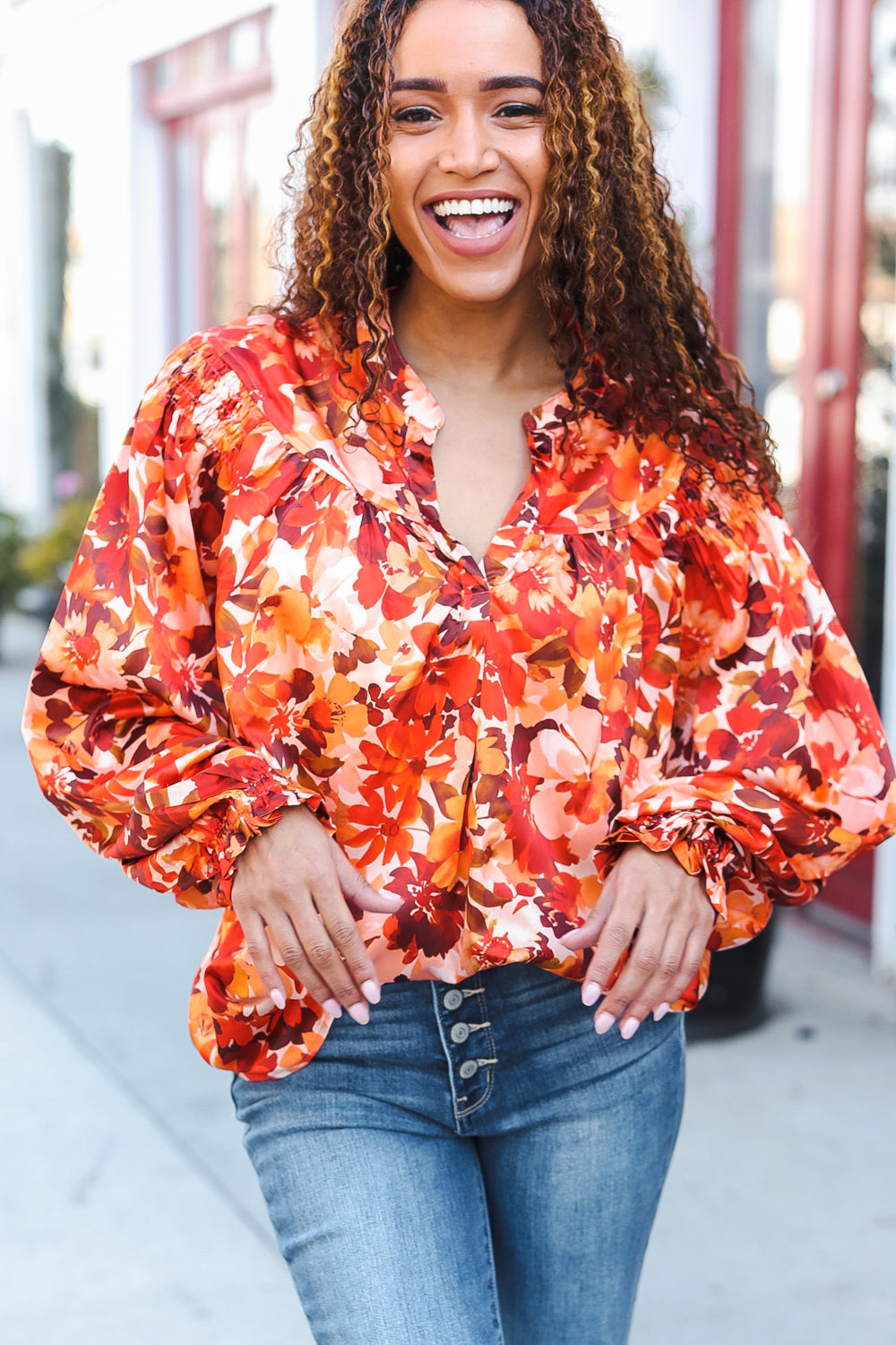 Dream On Floral Print Satin Top