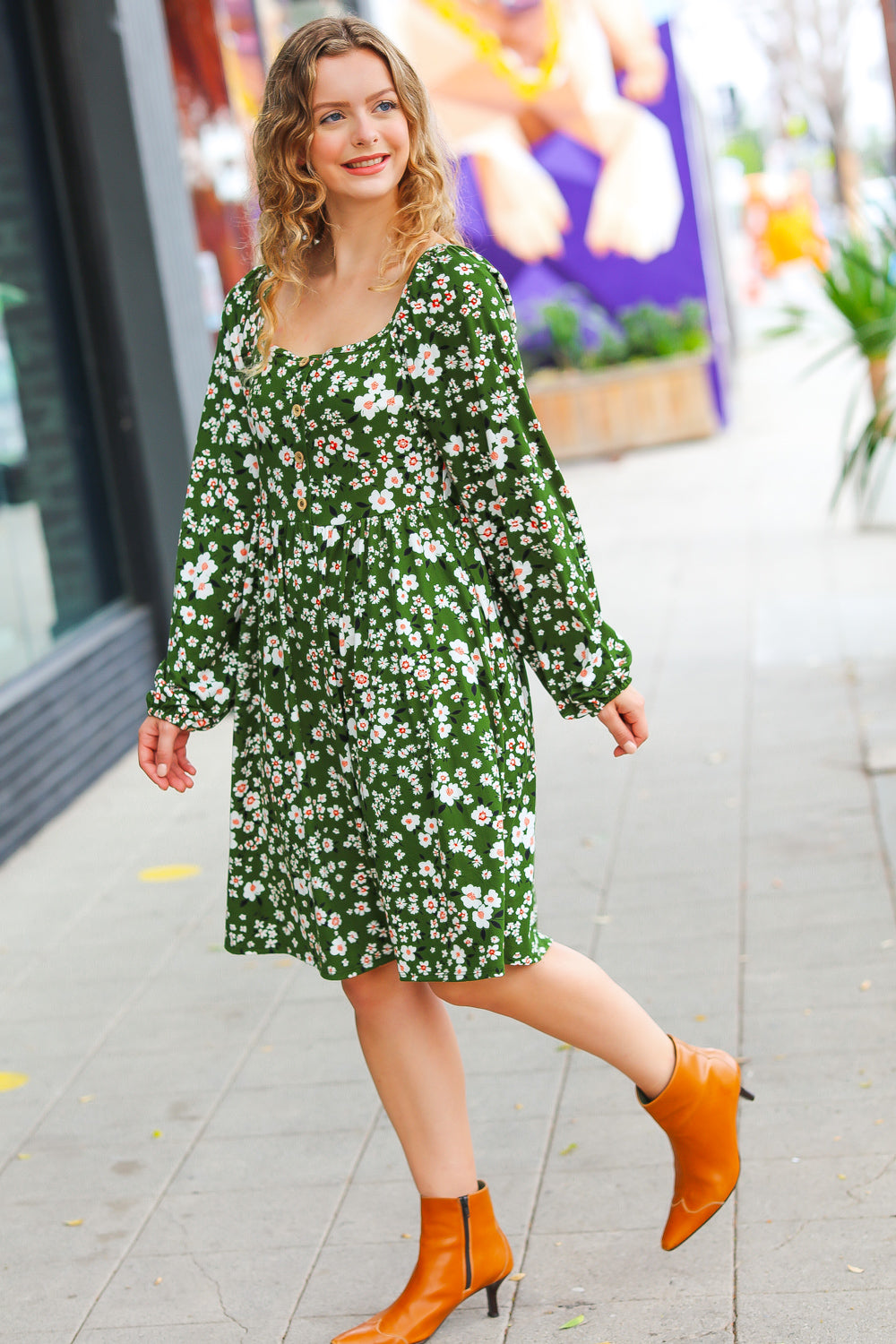 Positive Perceptions Ditsy Floral Square Neck Dress