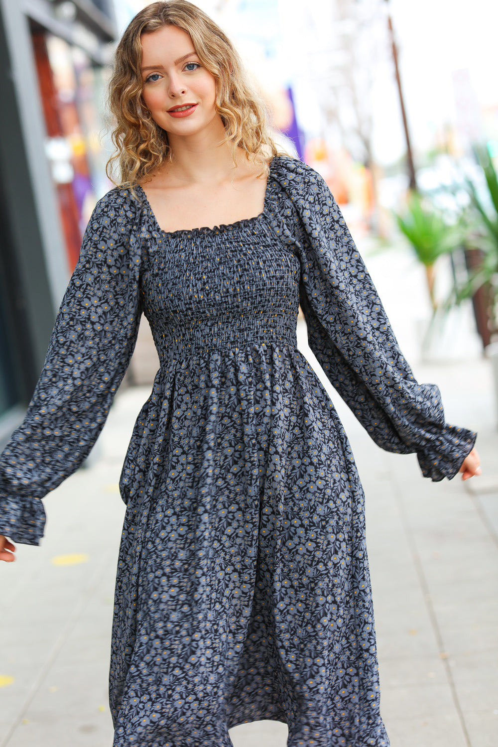 Keep You Close Ditsy Floral Woven Dress • Blue