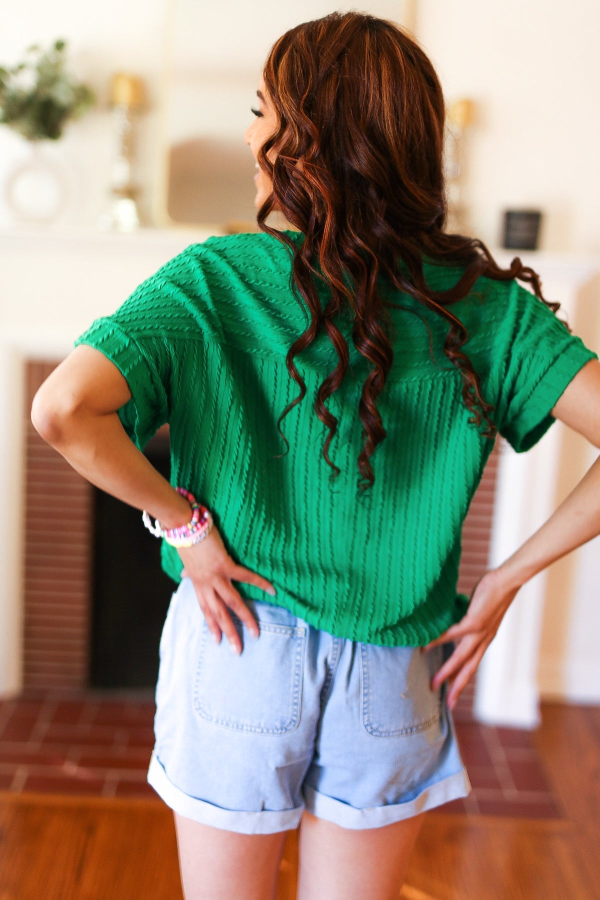 Be Your Best Cable Knit Sweater Top • Green