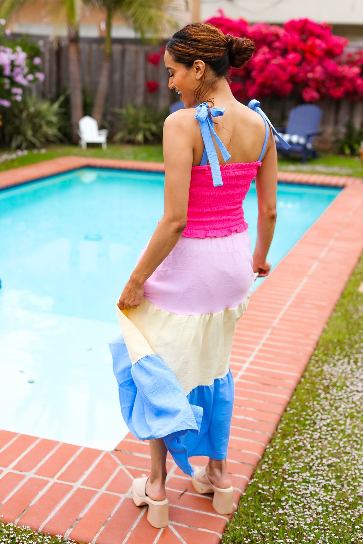 Vacay Vibes Smocked Color Block Maxi Dress