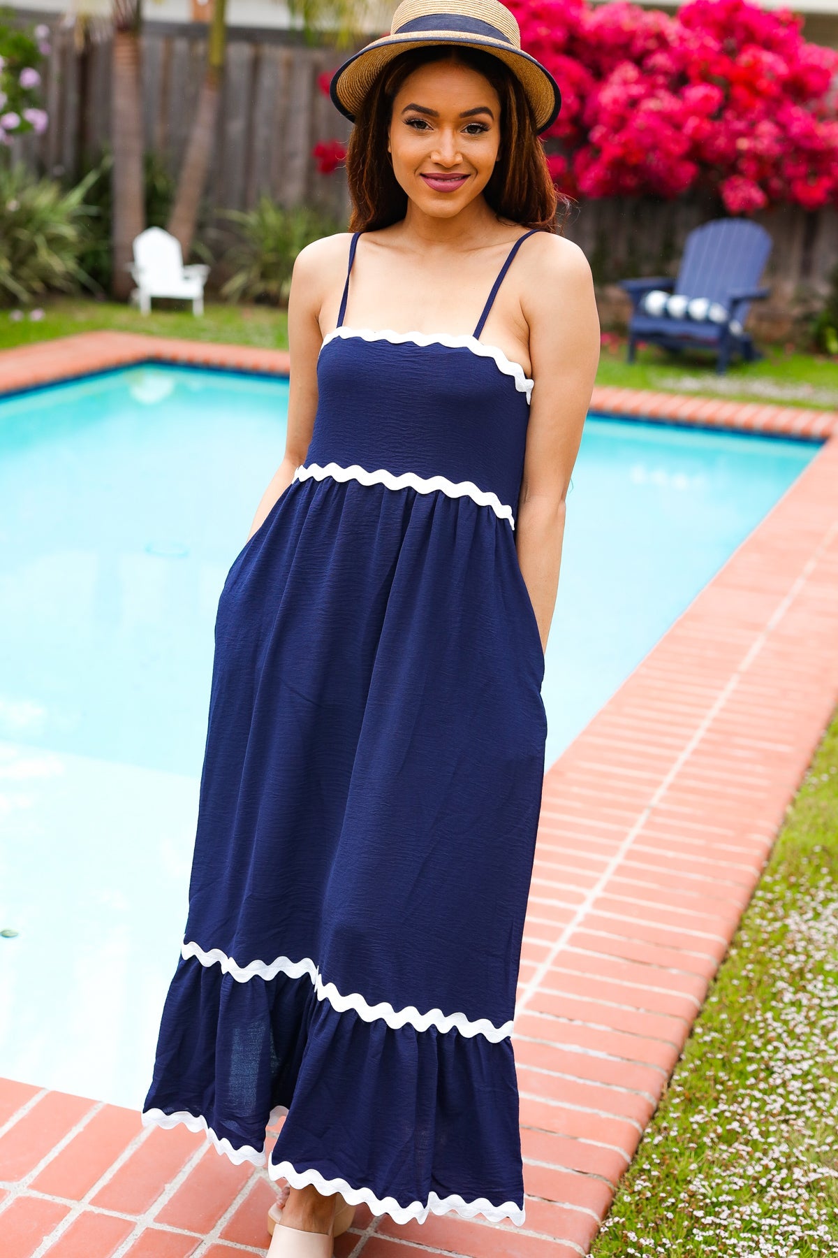 Bold & Sassy Ric Rac Trim Maxi Dress