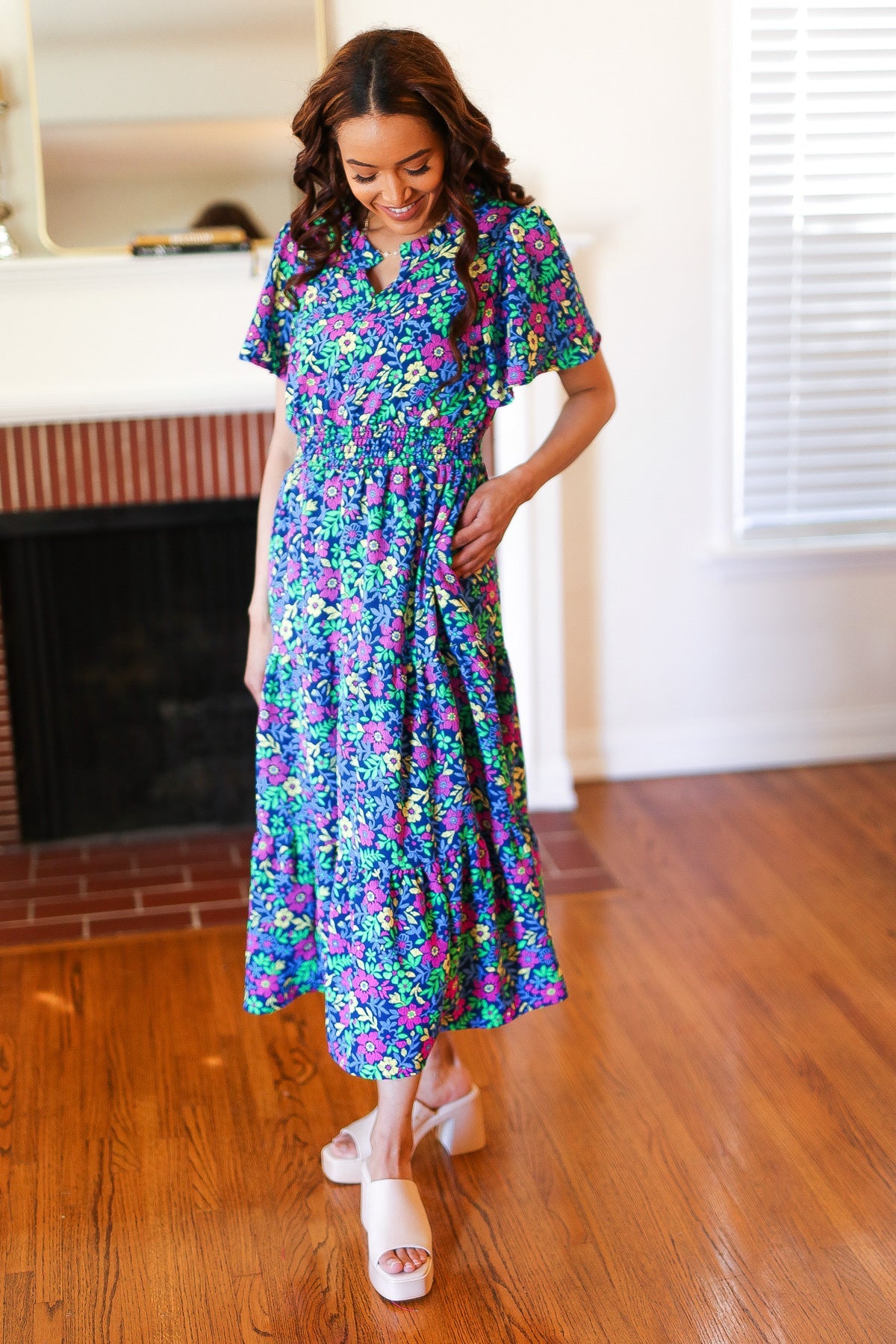 Eyes On You Floral Smocked Waist Maxi Dress