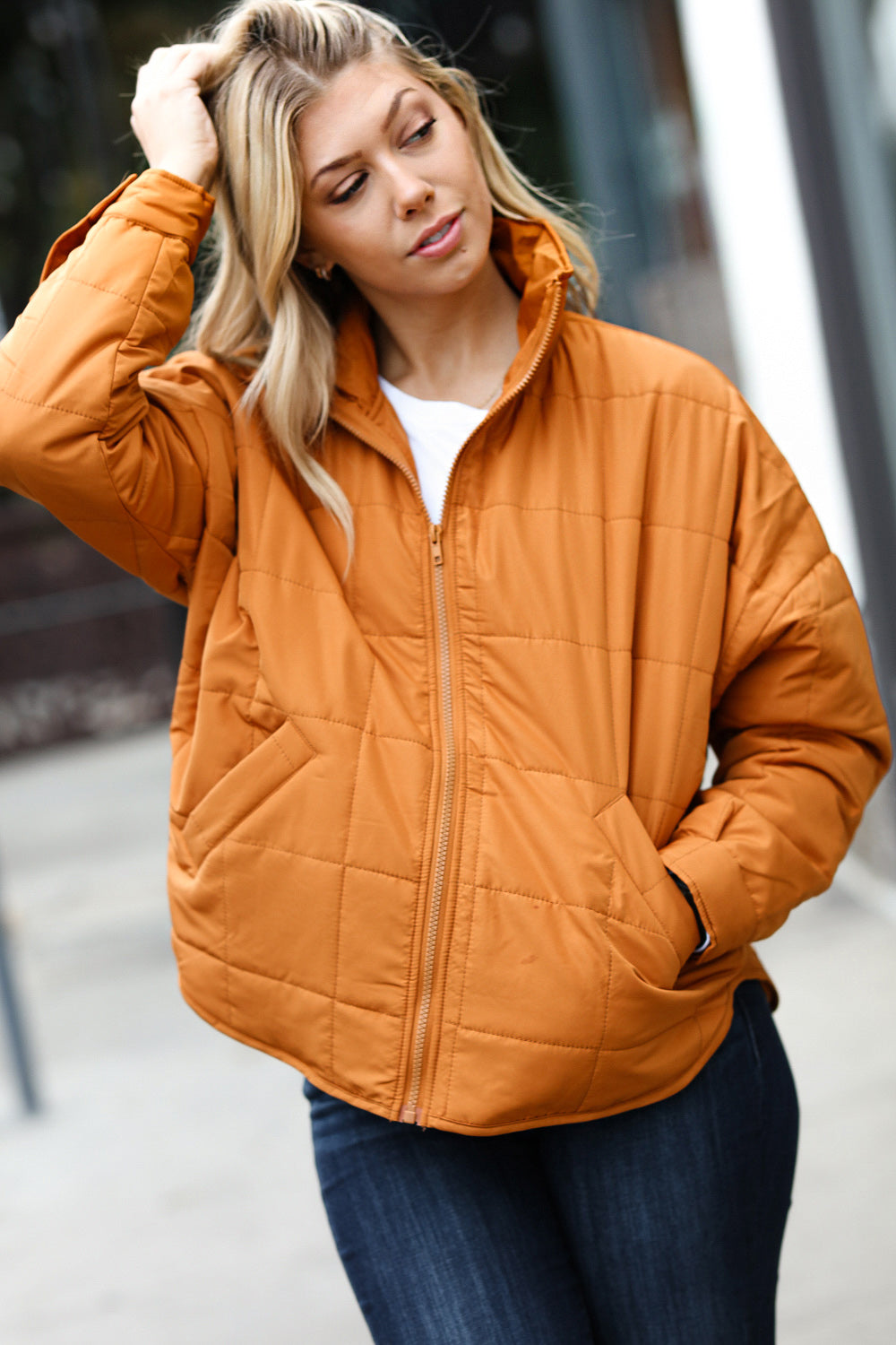 Eyes On You Quilted Puffer Jacket • Butterscotch