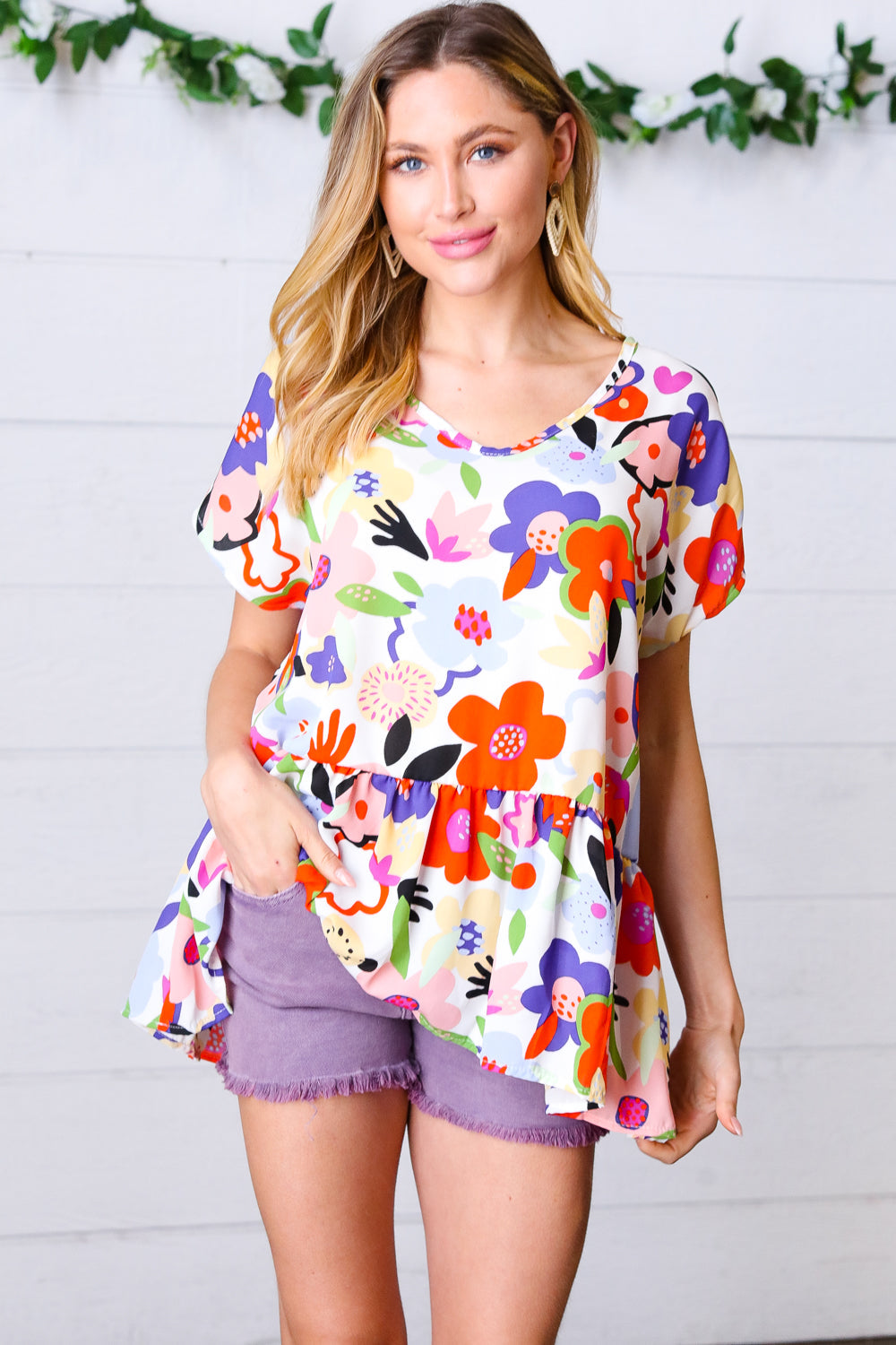 Sweet Emotion Floral Woven Babydoll Top