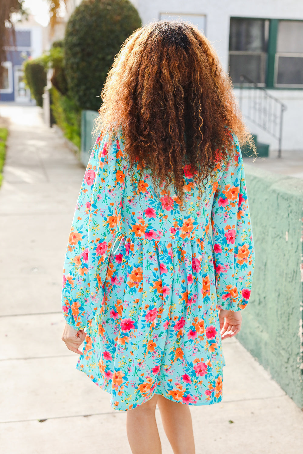 I Hear Ya Floral Ribbon Bow Tie Babydoll Dress