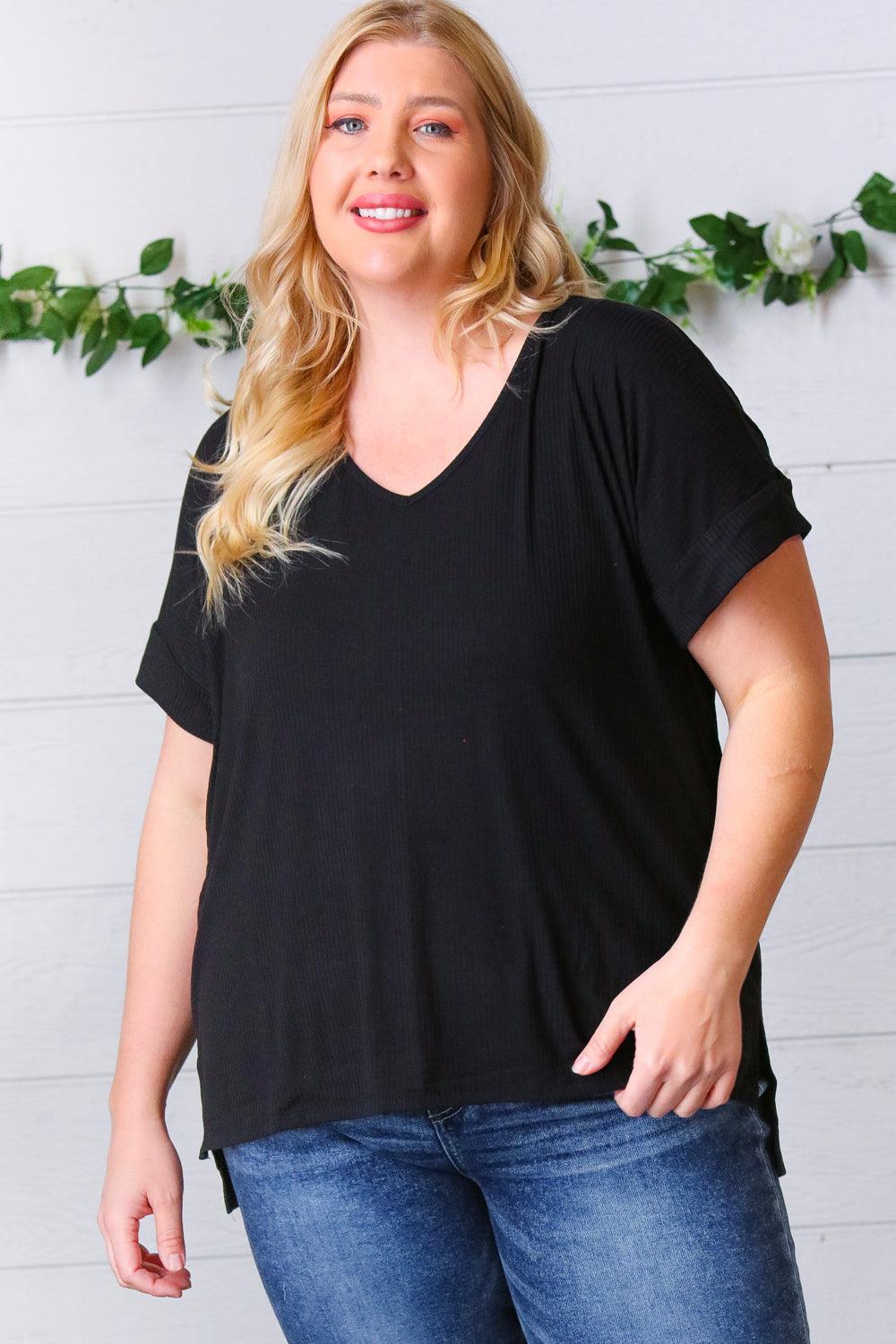 All The Things Hi-Low Slit Top • Black - Atomic Wildflower