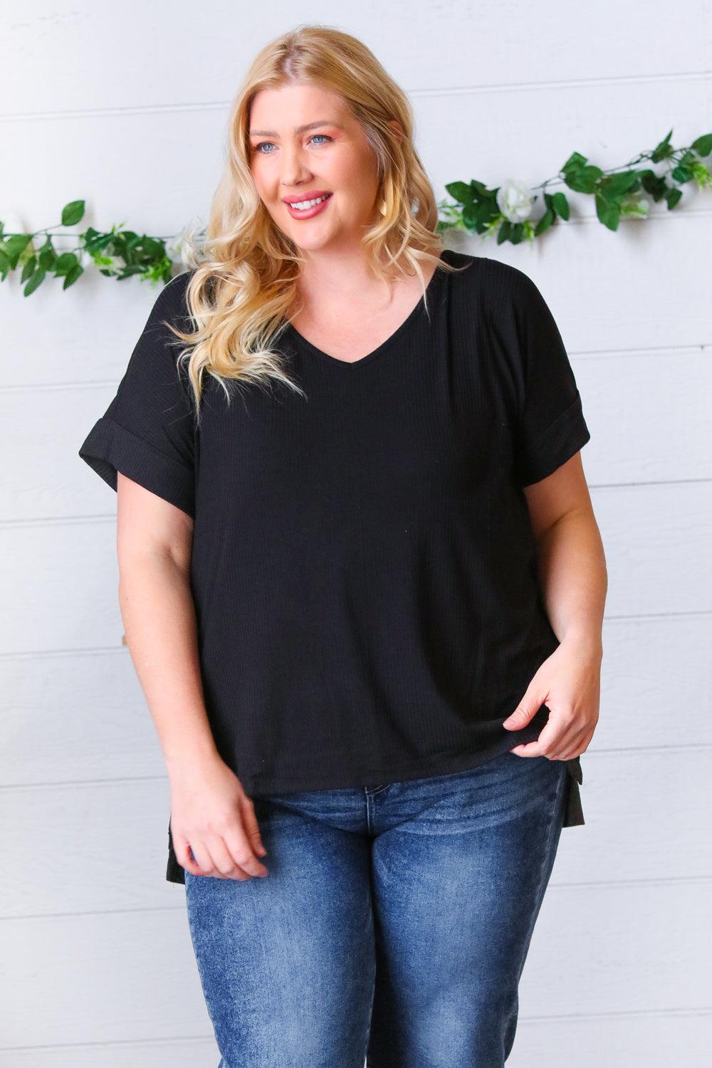 All The Things Hi-Low Slit Top • Black - Atomic Wildflower