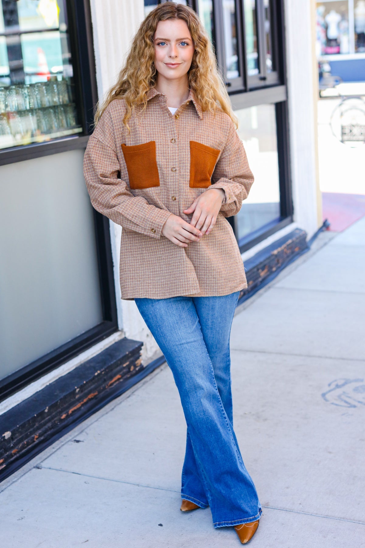 Start You Day Flannel Plaid Shacket • Rust